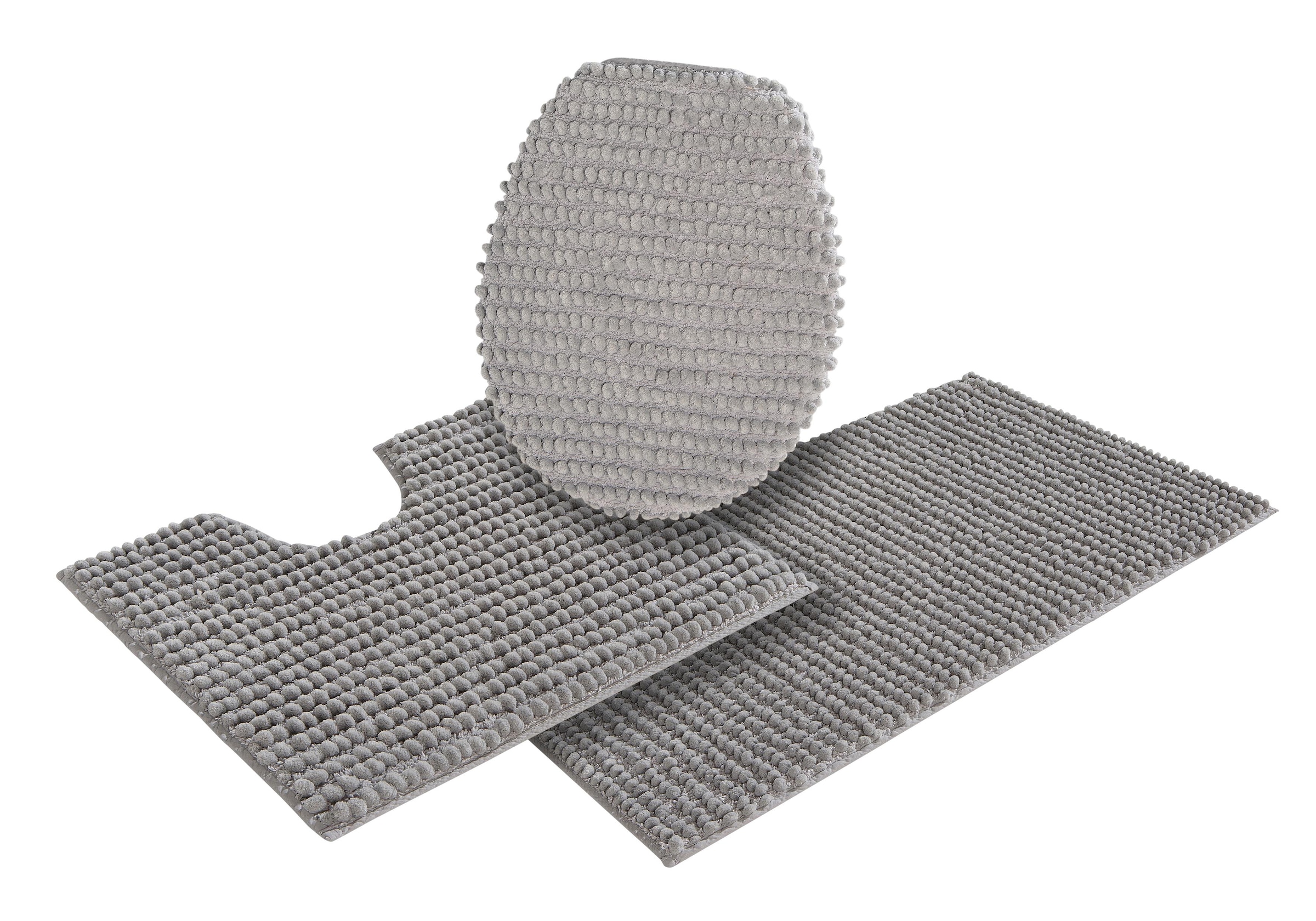 my home Badematte »Renat, Badvorleger, Badezimmer Teppich, Scandi«, fussbodenheizungsgeeignet-schnell trocknend-strapazierfähig, Badteppich, Badgarnitur, Chenille-Optik, auch als 3 tlg. Set