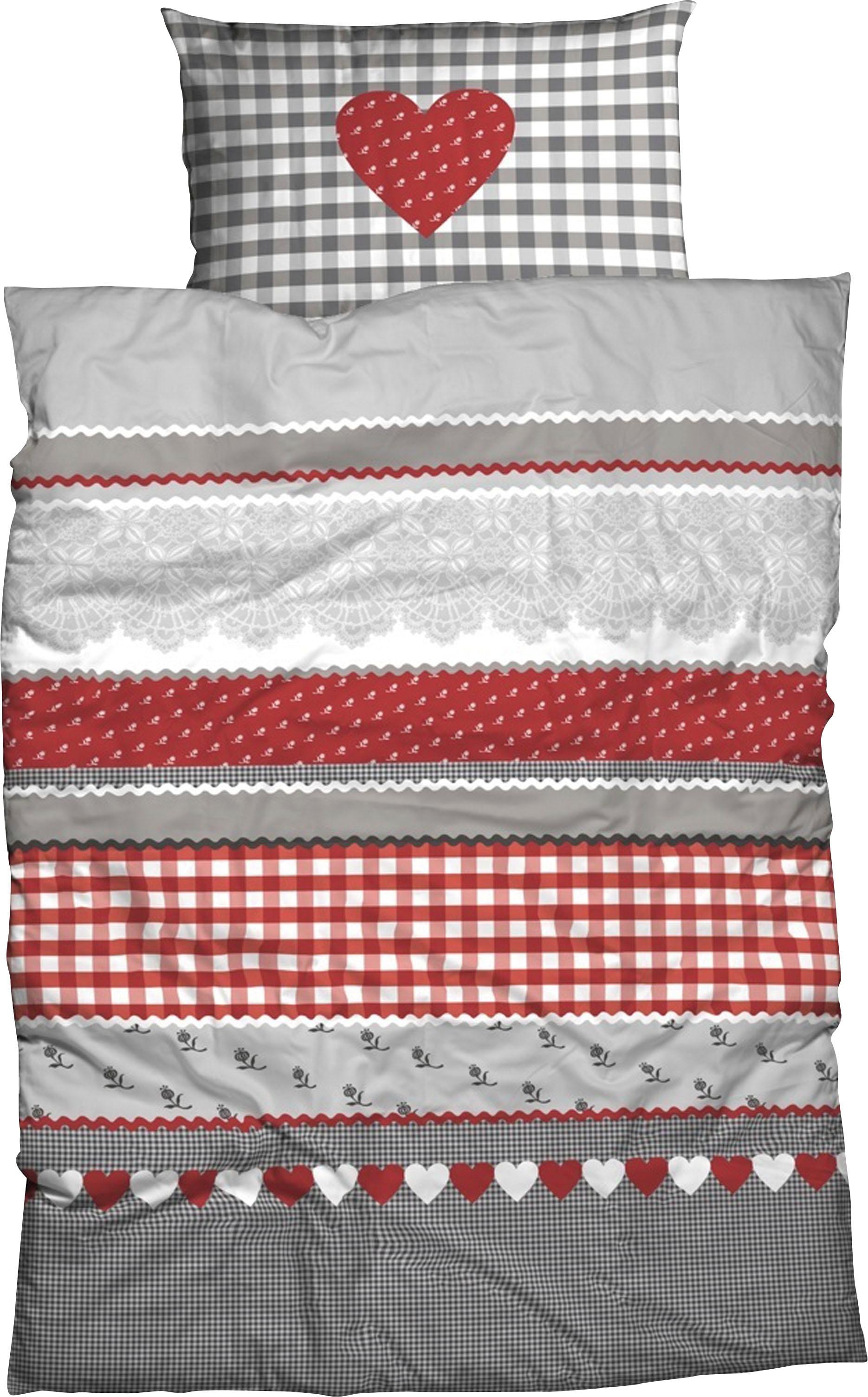 CASATEX Bettwäsche »Herz-Karo«, niedlichem Herz-Karo Design