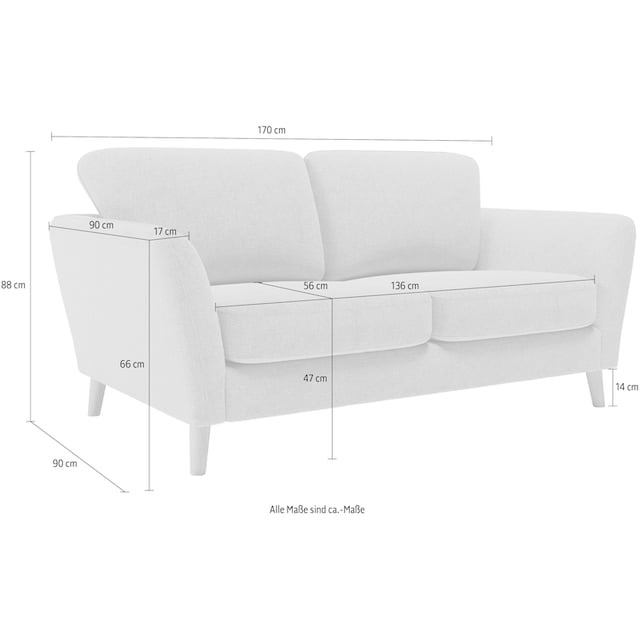 Home affaire 2-Sitzer »MARSEILLE Sofa 170 cm«, mit Massivholzbeinen aus  Eiche, verschiedene Bezüge und Farbvarianten online kaufen | Jelmoli-Versand