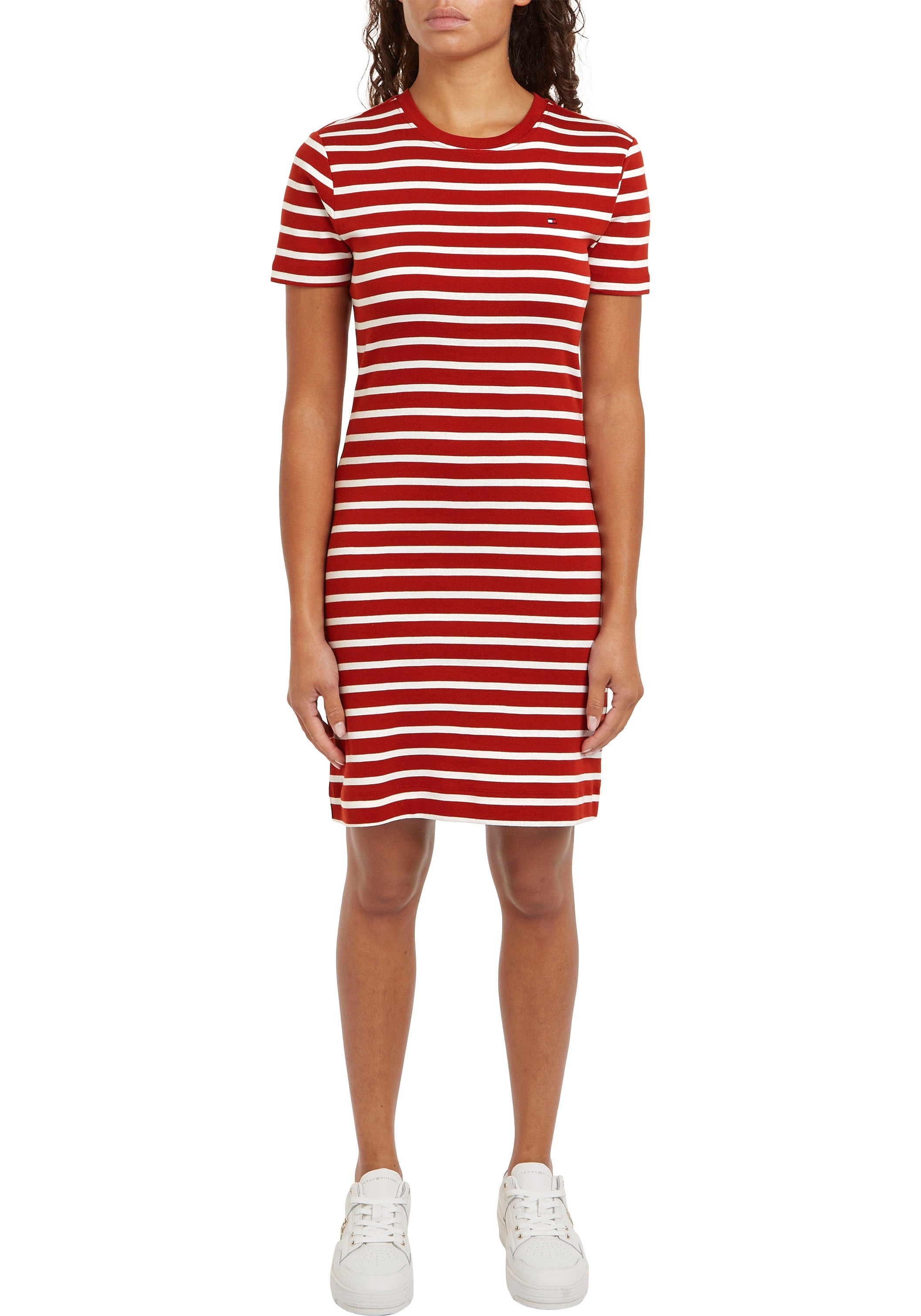 Tommy Hilfiger Shirtkleid »NEW CODY STR SLIM SHORT DRS SS«, mit allover Streifendessin, Logo-Flag