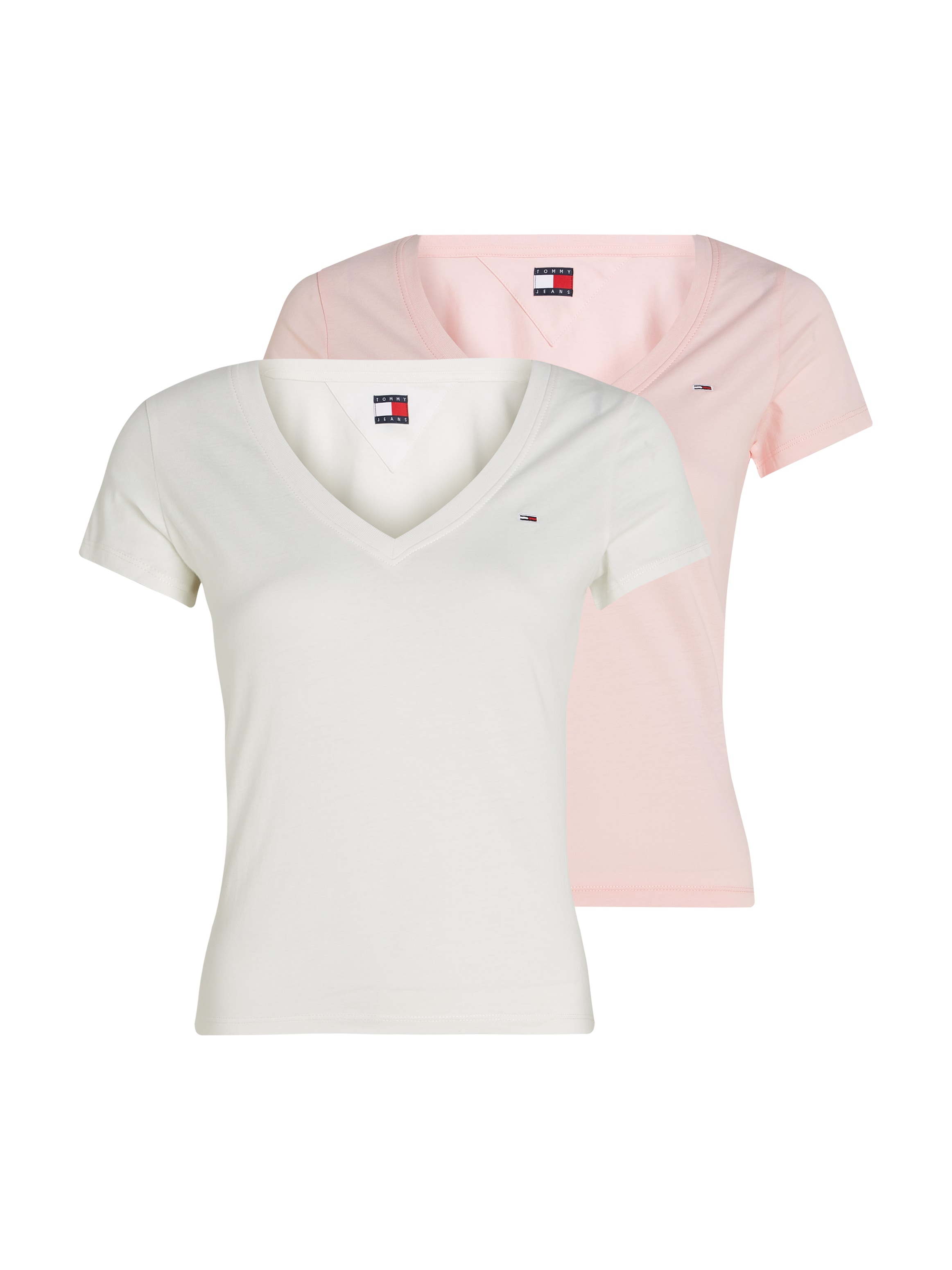 Tommy Jeans T-Shirt »TJW 2PACK V-NECK TEE« Packung, 2-er Pack, 2 Stk. mit Logostickerei