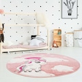 Carpet City Kinderteppich »Bueno Kids 1450«, rund, 13 mm Höhe, Spielteppich, Einhorn, 3D-Effekt, Weicher Flor, Pflegeleicht, Kinderzimmer