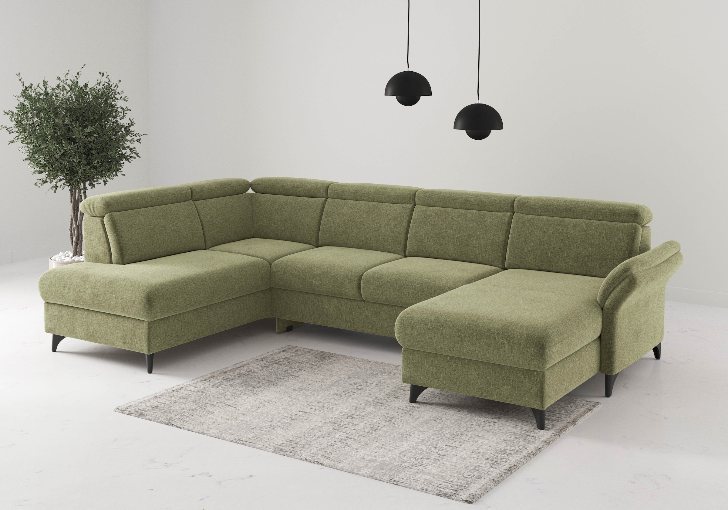 sit&more Wohnlandschaft "Glendale, U-Form" inkl. Kopfteilverstellung,wahlweise mit Vorziehsitz und Bettkasten