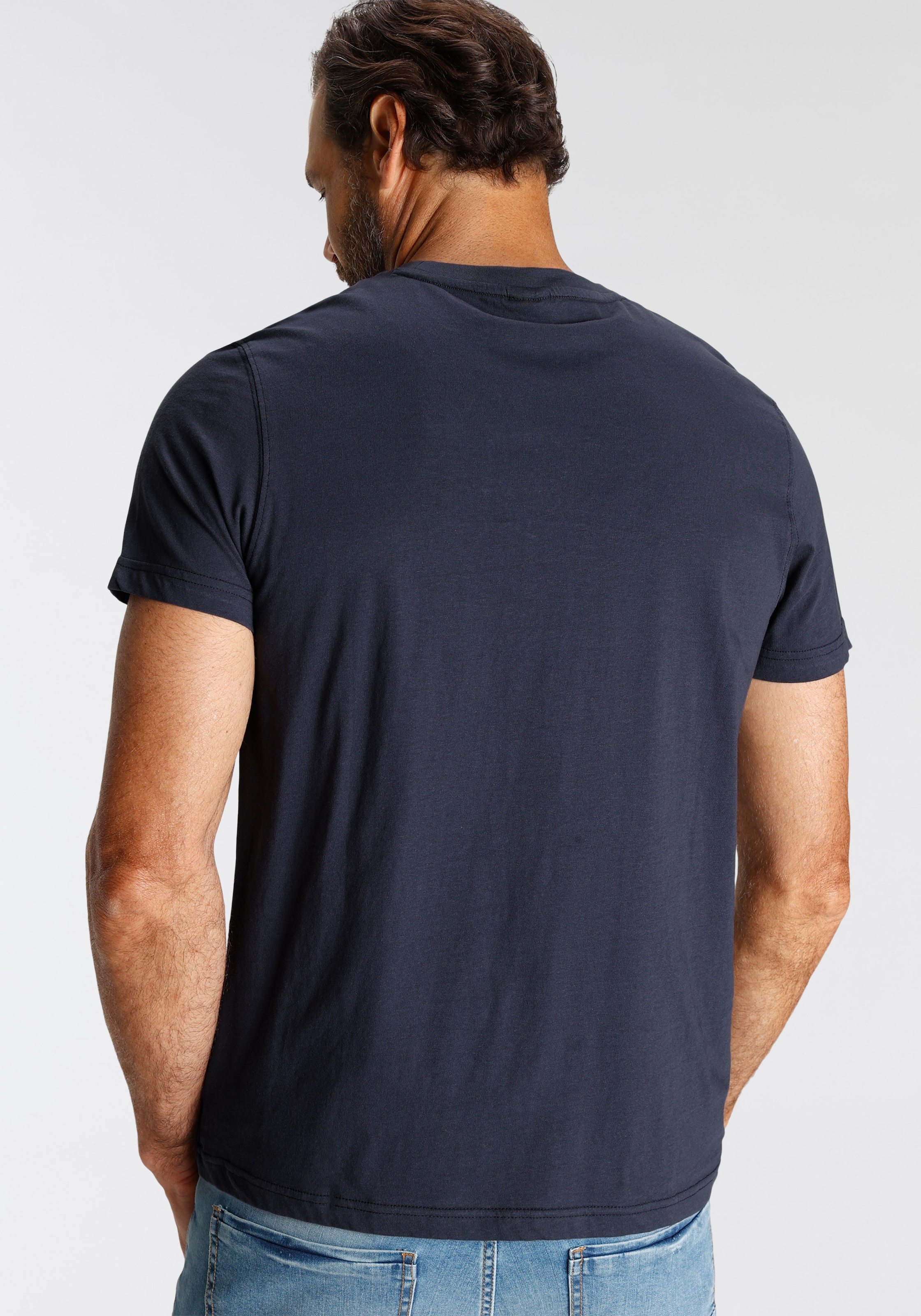 H.I.S T-Shirt, (Packung, 3 tlg., 3er-Pack), schmal geschnitten, bedrucktes Design, aus 100% Baumwolle