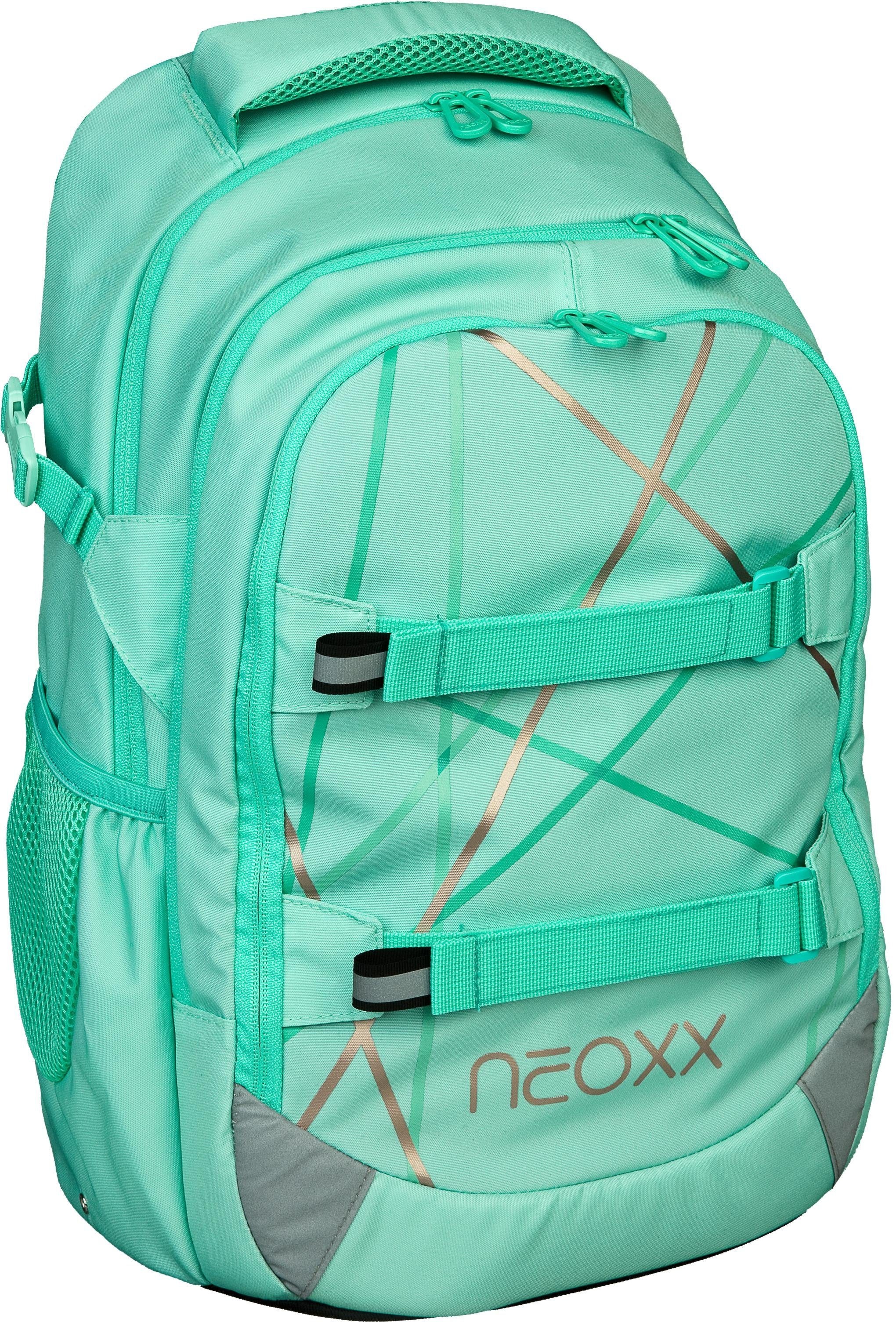 neoxx Schulrucksack »Active, Mint to be«, reflektierende Details, aus recycelten PET-Flaschen