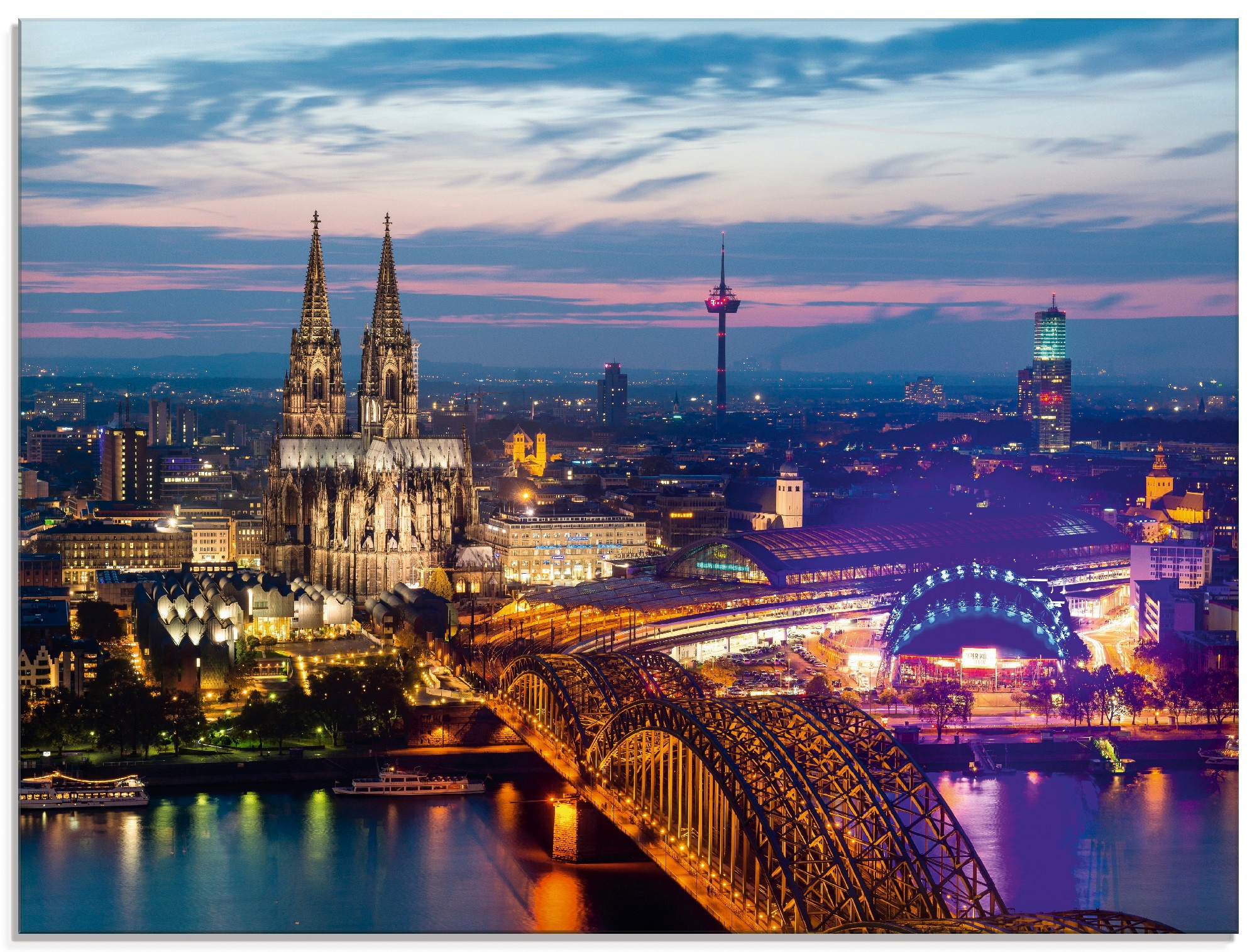 Glasbild verschiedenen in Deutschland, (1 »Köln Artland kaufen Jelmoli-Versand am online Abend«, | St.), Panorama Grössen