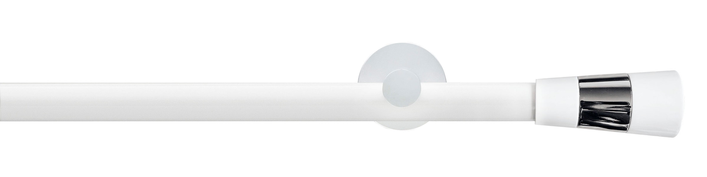 GARESA Gardinenstange "WHITE" Ø 20 mm 2 läufig-läufig Wunschmasslänge Vorhanggarnitur, Innenlauf, verlängerbar, Wandmont., Endknopf 2-färbig