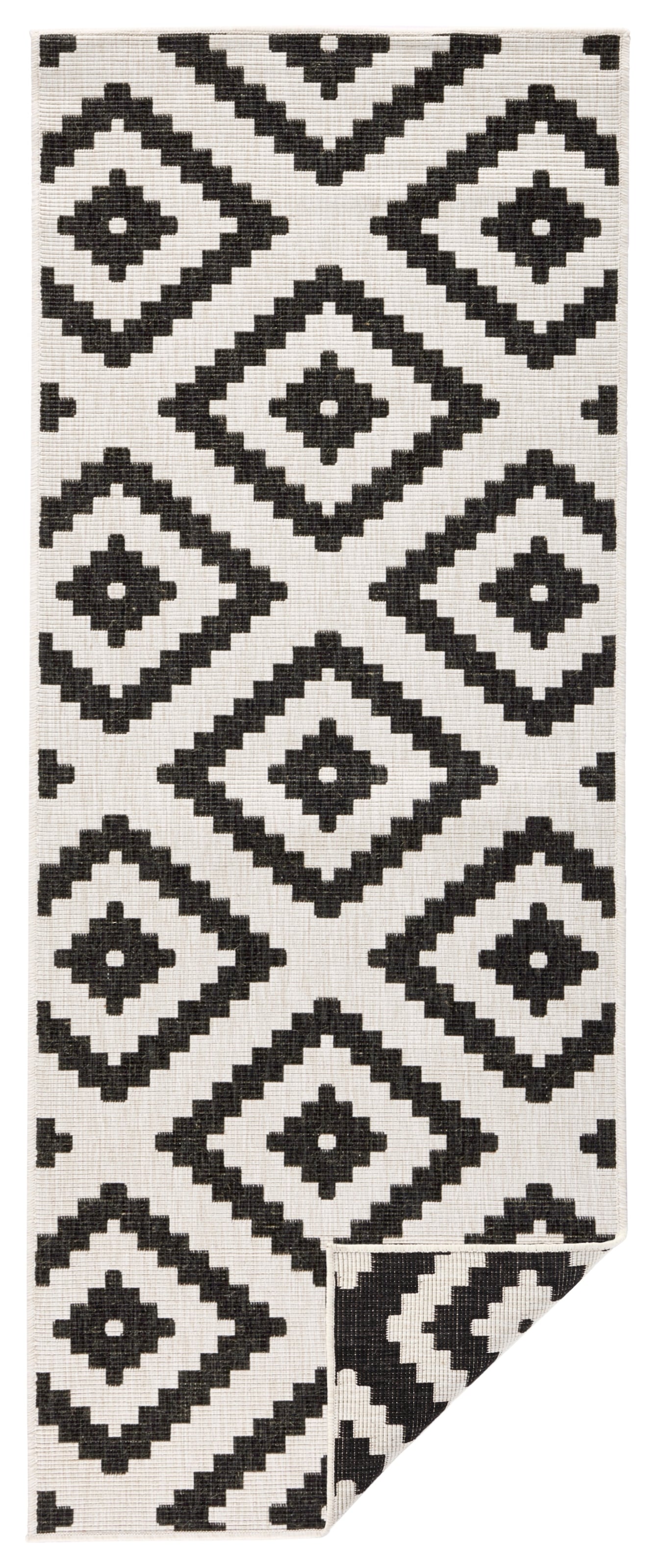 NORTHRUGS Teppich »Malta Wendeteppich«, rechteckig, 5 mm Höhe, In-& Outdoor, Wetterfest, Balkon, Terrasse, Raute, Läufer, Wohnzimmer