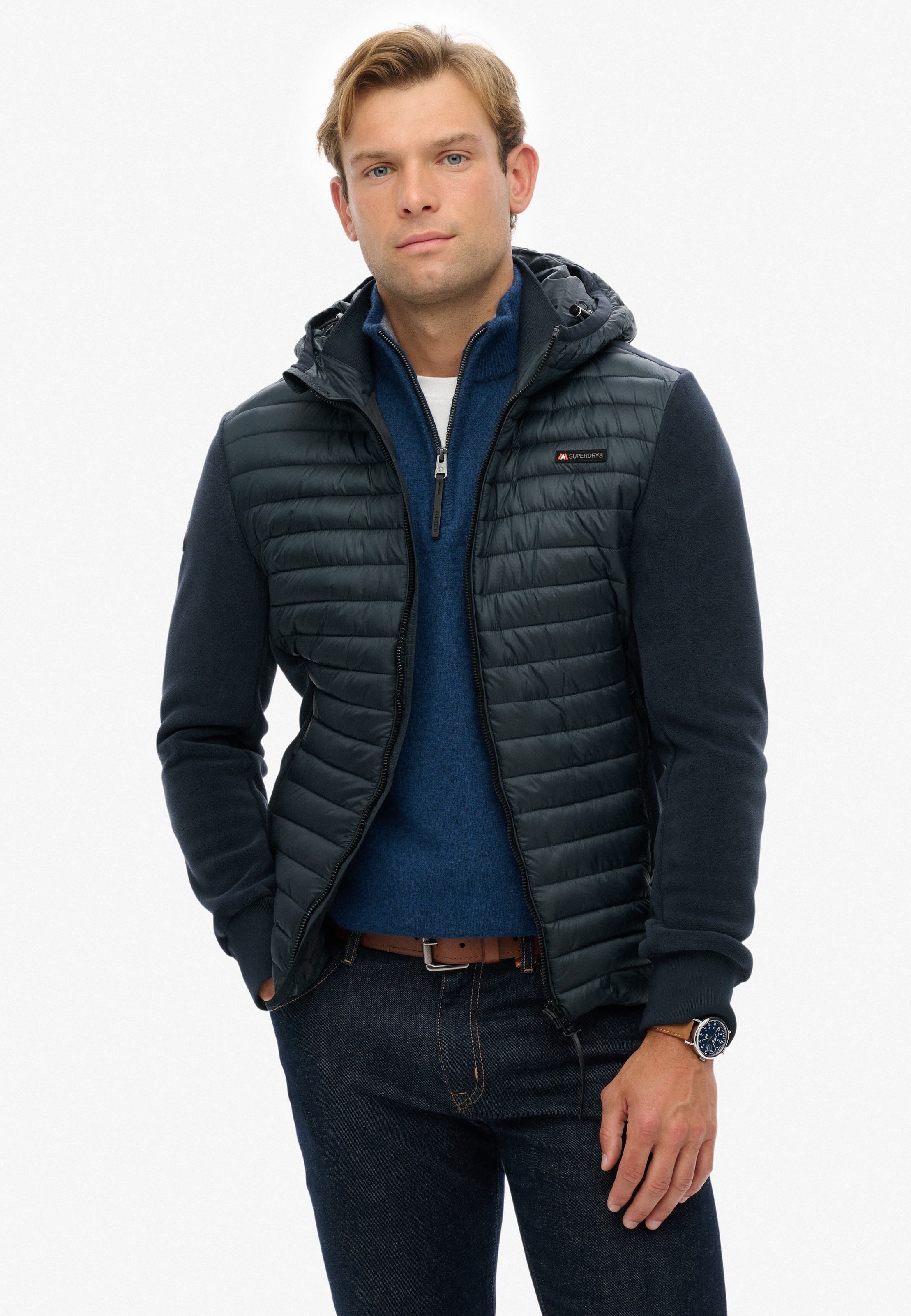 Superdry Steppjacke »HOOD STORM FLEECE HYBRID JKT«, mit Kapuze