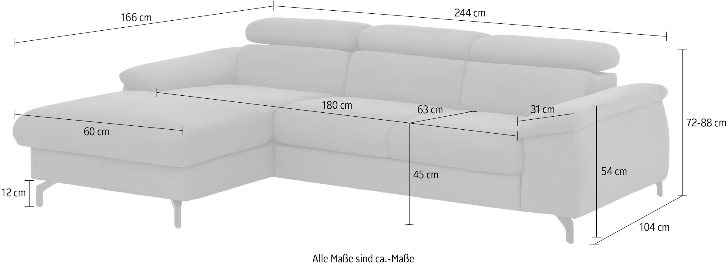 COTTA Ecksofa »Kitty L-Form«, mit Kopfteilverstellung, wahlweise mit Bettfunktion & Bettkasten