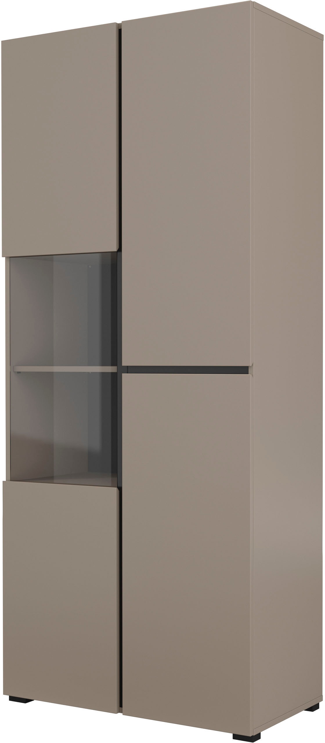 INOSIGN Vitrine »Cross, Höhe 183,5 cm, moderne grifflose Standvitrine mit 3 Türen«, Hochschrank mit viel Stauraum, Glastür und verstellbaren Einlegeböden