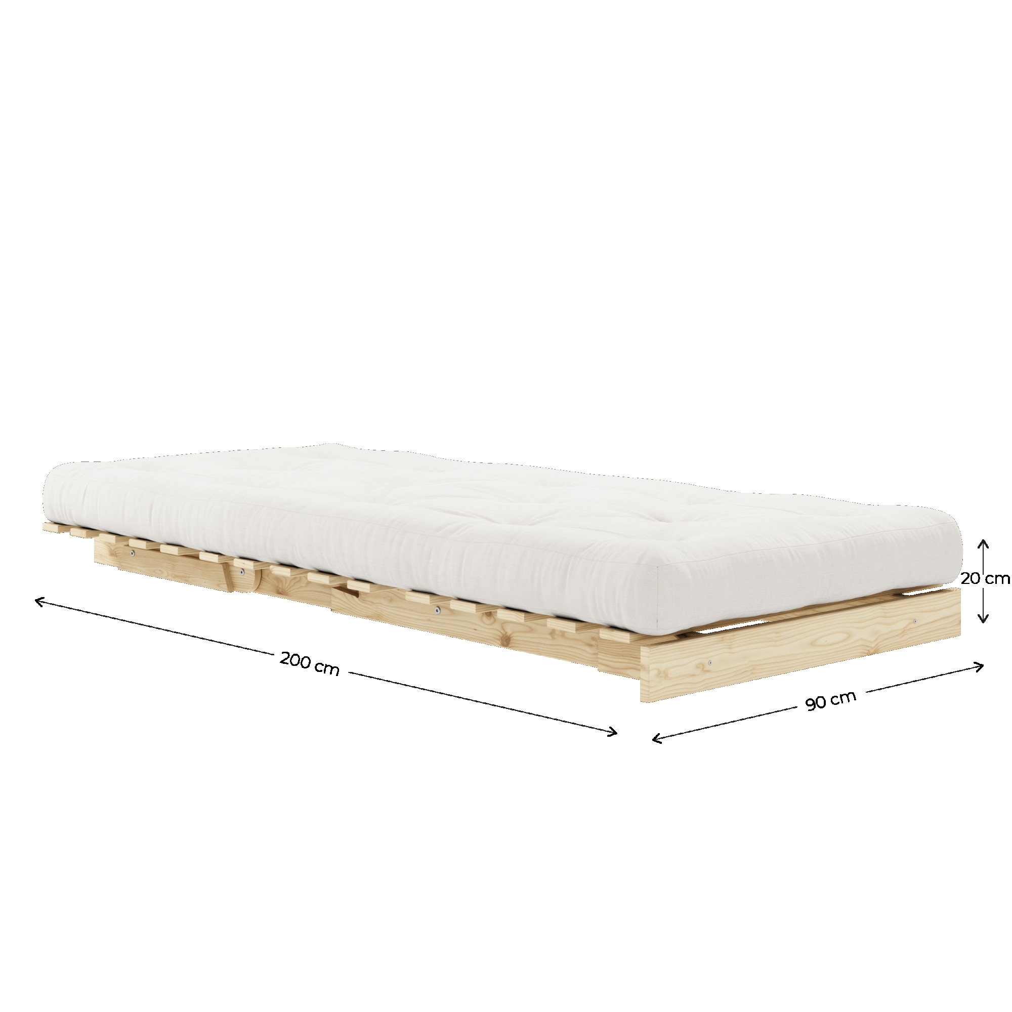 Karup Design Daybett »Daybett Roots Schlafsofa – Gästebett & Sofa aus FSC®-Kiefer«, Inkl. Futonmatratze, in mehreren Grössen & Farben erhältlich
