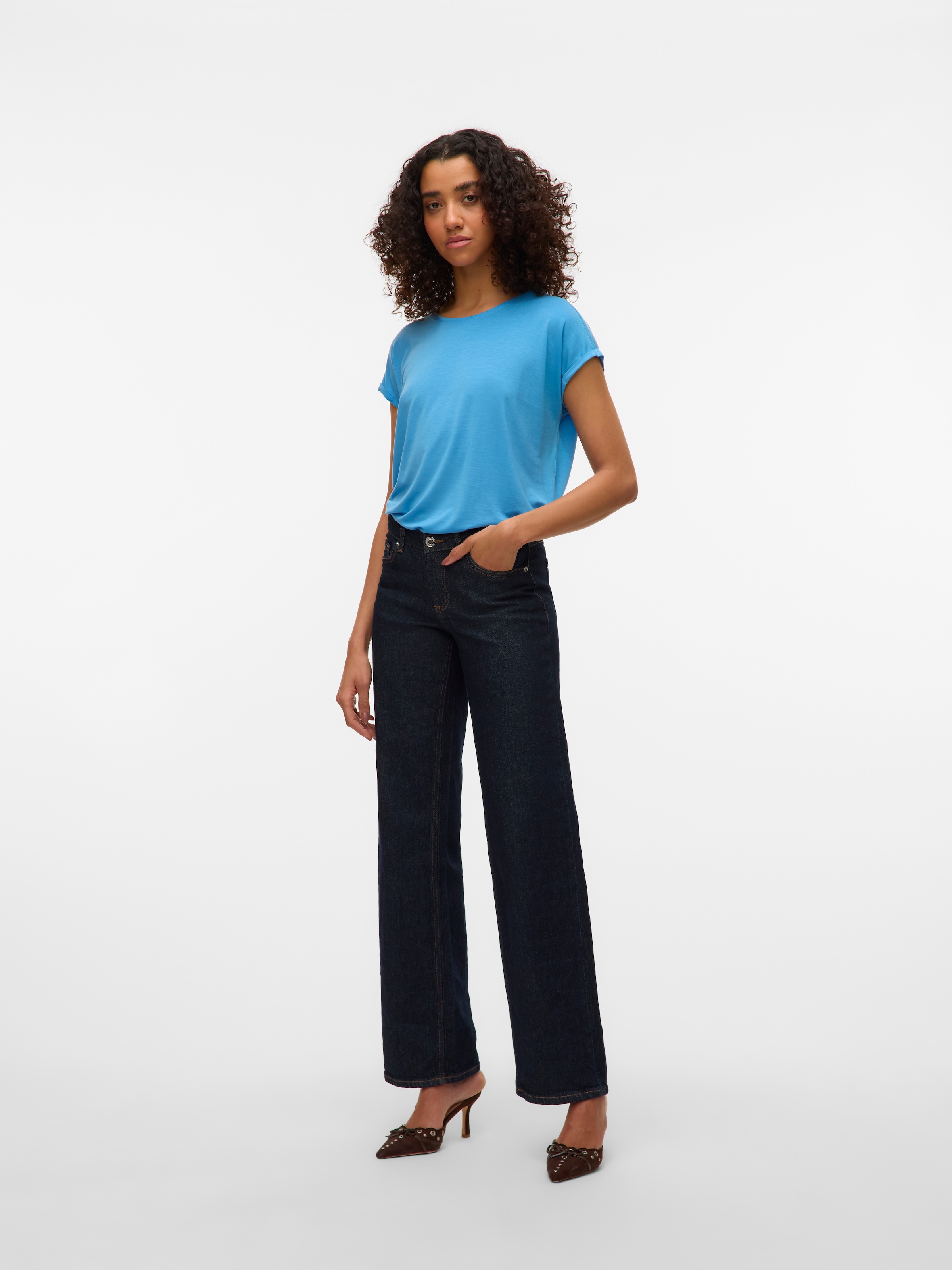 Vero Moda Rundhalsshirt »VMAVA PLAIN SS TOP GAJRS NOOS«