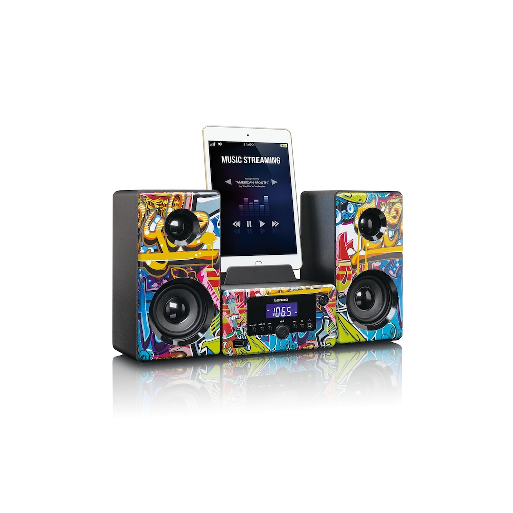 Lenco Microanlage »MC-020 Mehrfarbig«, (Bluetooth FM-Tuner)