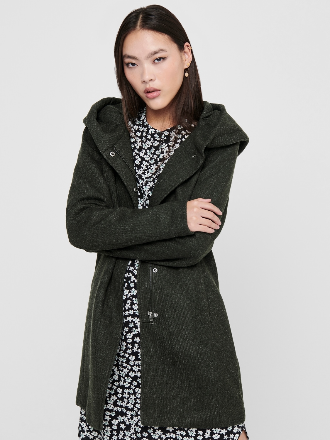 ONLY Langjacke »ONLSEDONA LIGHT COAT OTW NOOS«, mit Kapuze, in melierter Optik