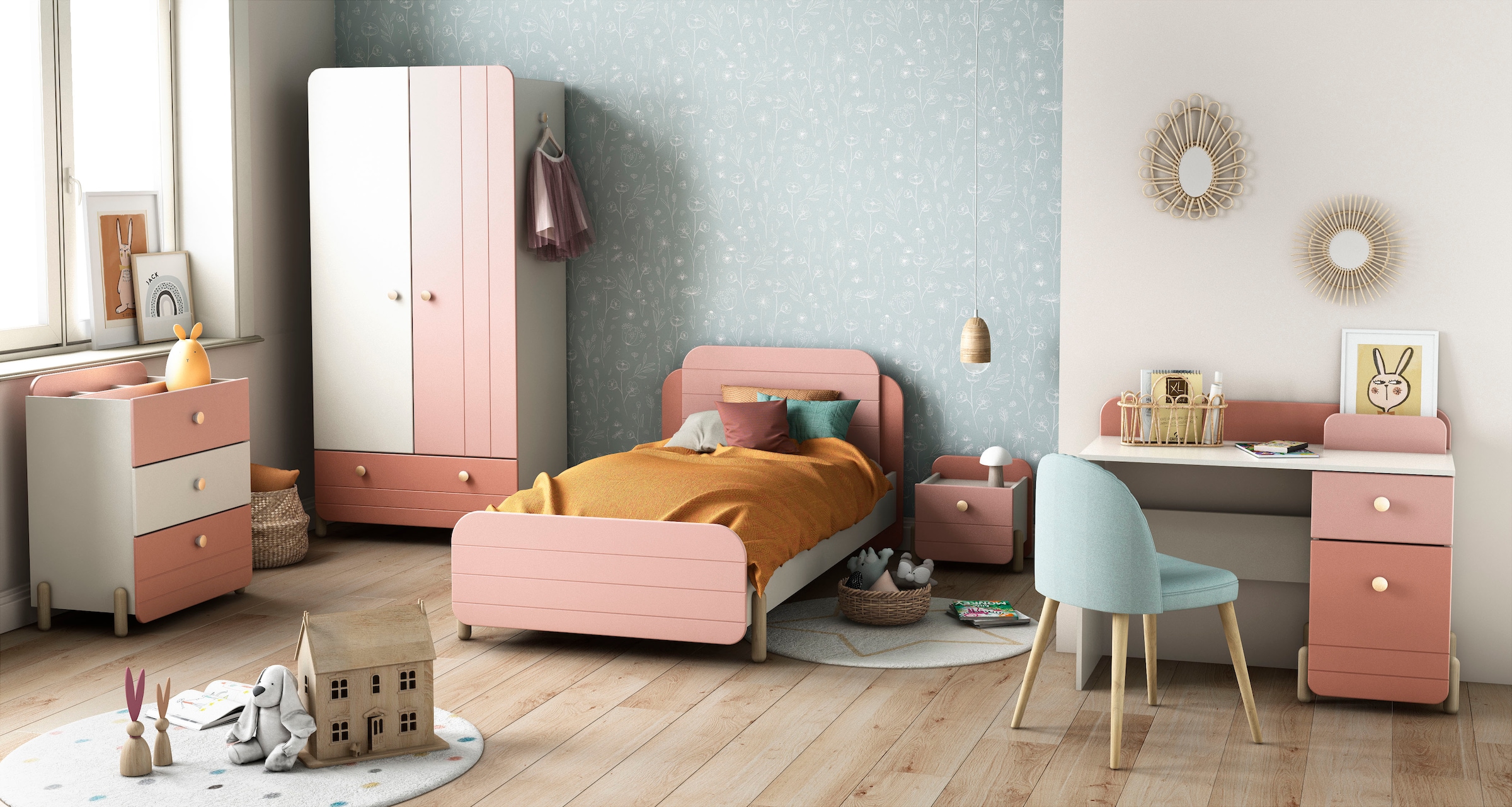 Demeyere GROUP Nachtkommode »Jade«, Schublade mit Rollenauszügen, Runde Knopfgriffe mit Roségoldfarben-Finish