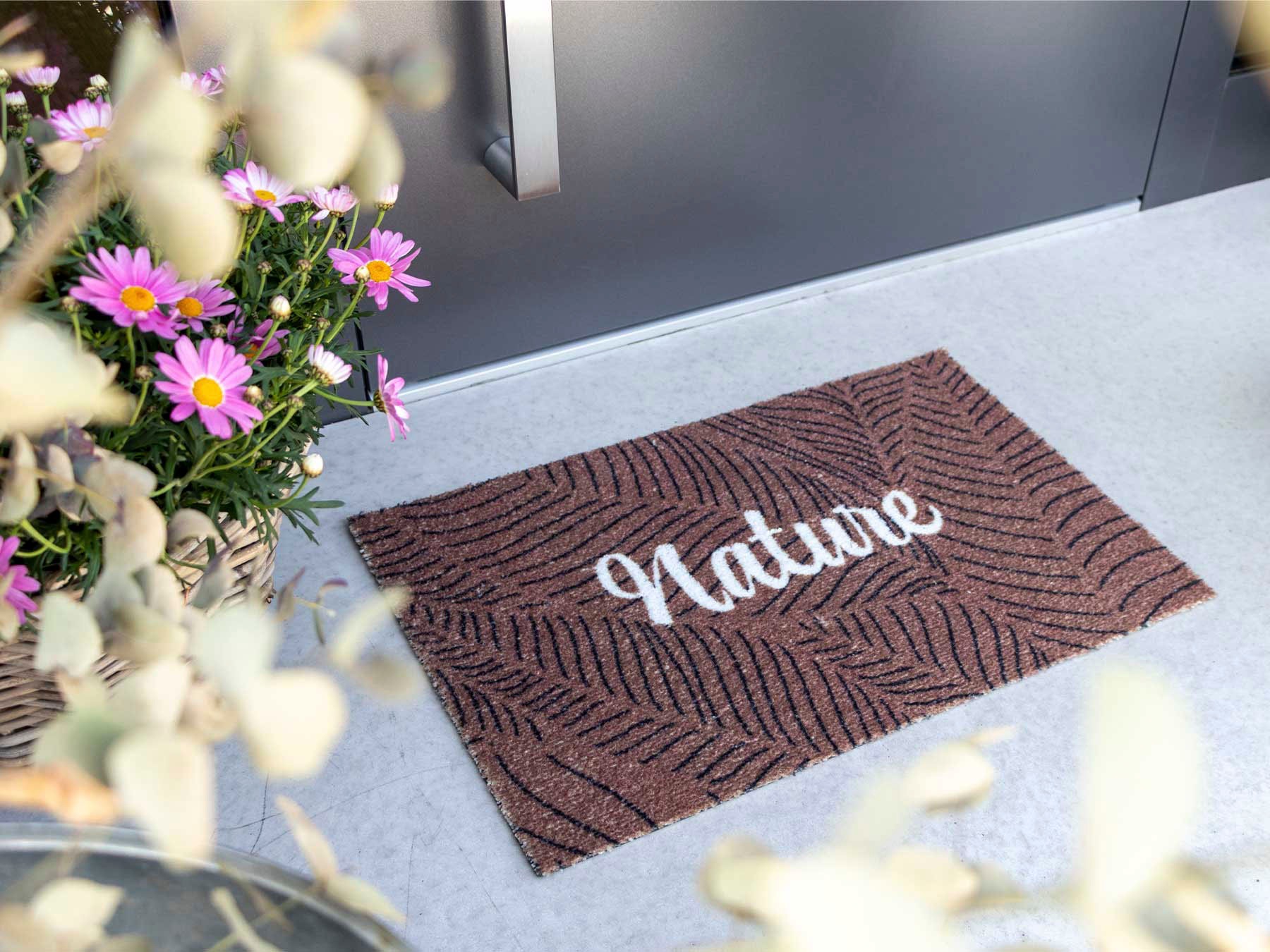 Primaflor-Ideen in Textil Fussmatte »Schmutzfangmatte COUNTRY, Nature«, rechteckig, 7 mm Höhe, Schmutzfangmatte, Kokos-Optik, mit Spruch, rutschhemmend, waschbar