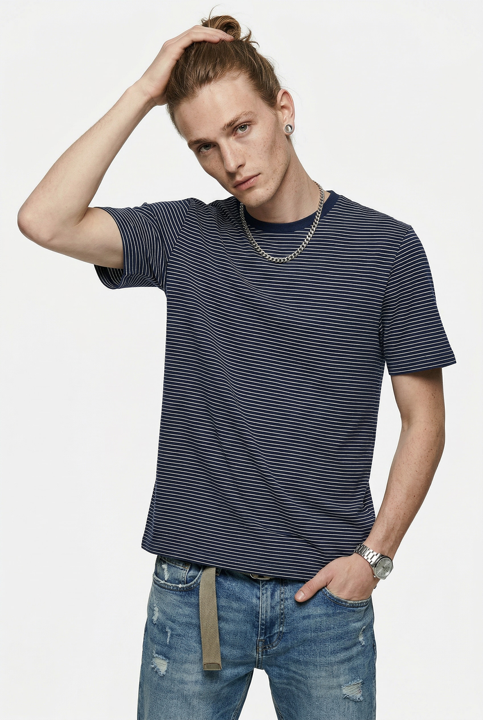 ONLY & SONS Rundhalsshirt "ONSFRED LIFE RLX SS STRIPE TEE NOOS"