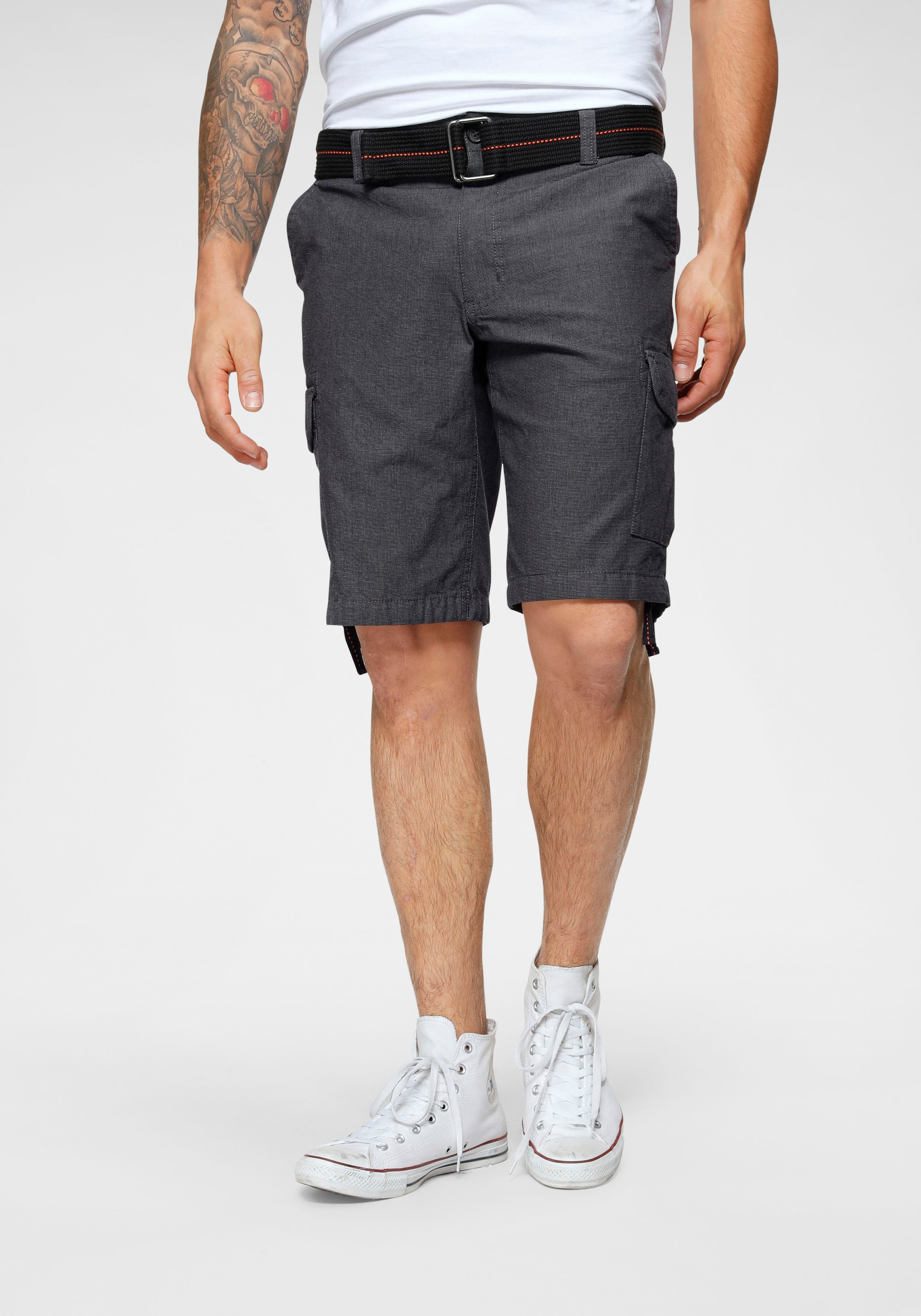 Bruno Banani Cargoshorts, (Set, 2 tlg., mit abnehmbarem Gürtel), mit modischer Struktur