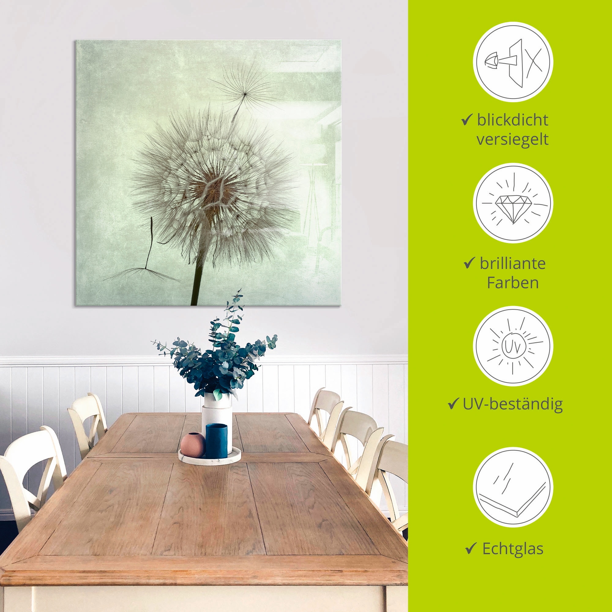 Artland Glasbild »Pusteblume II«, Blumen, (1 St.), in verschiedenen Grössen