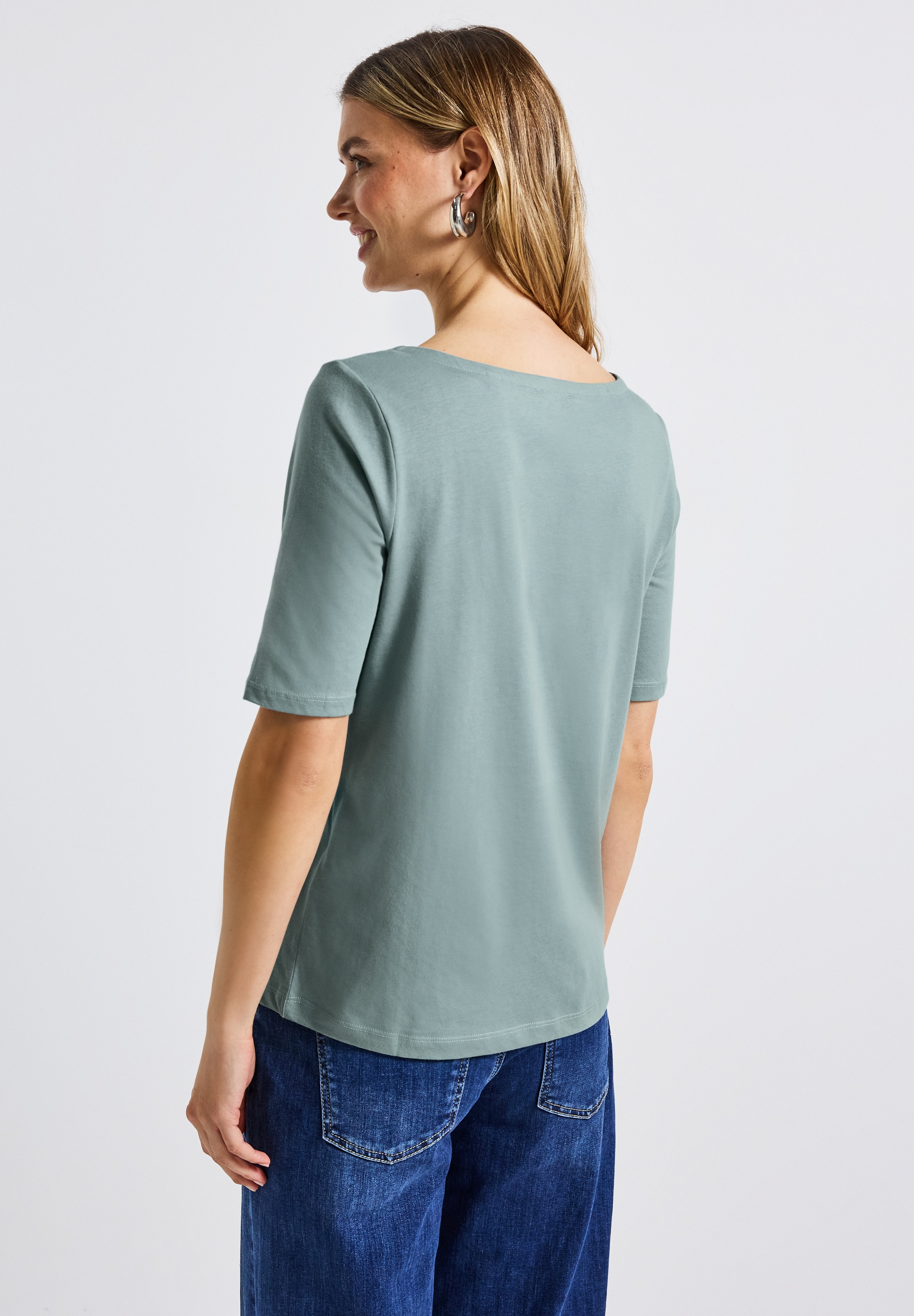 STREET ONE T-Shirt, U-Boot Ausschnitt, Basic