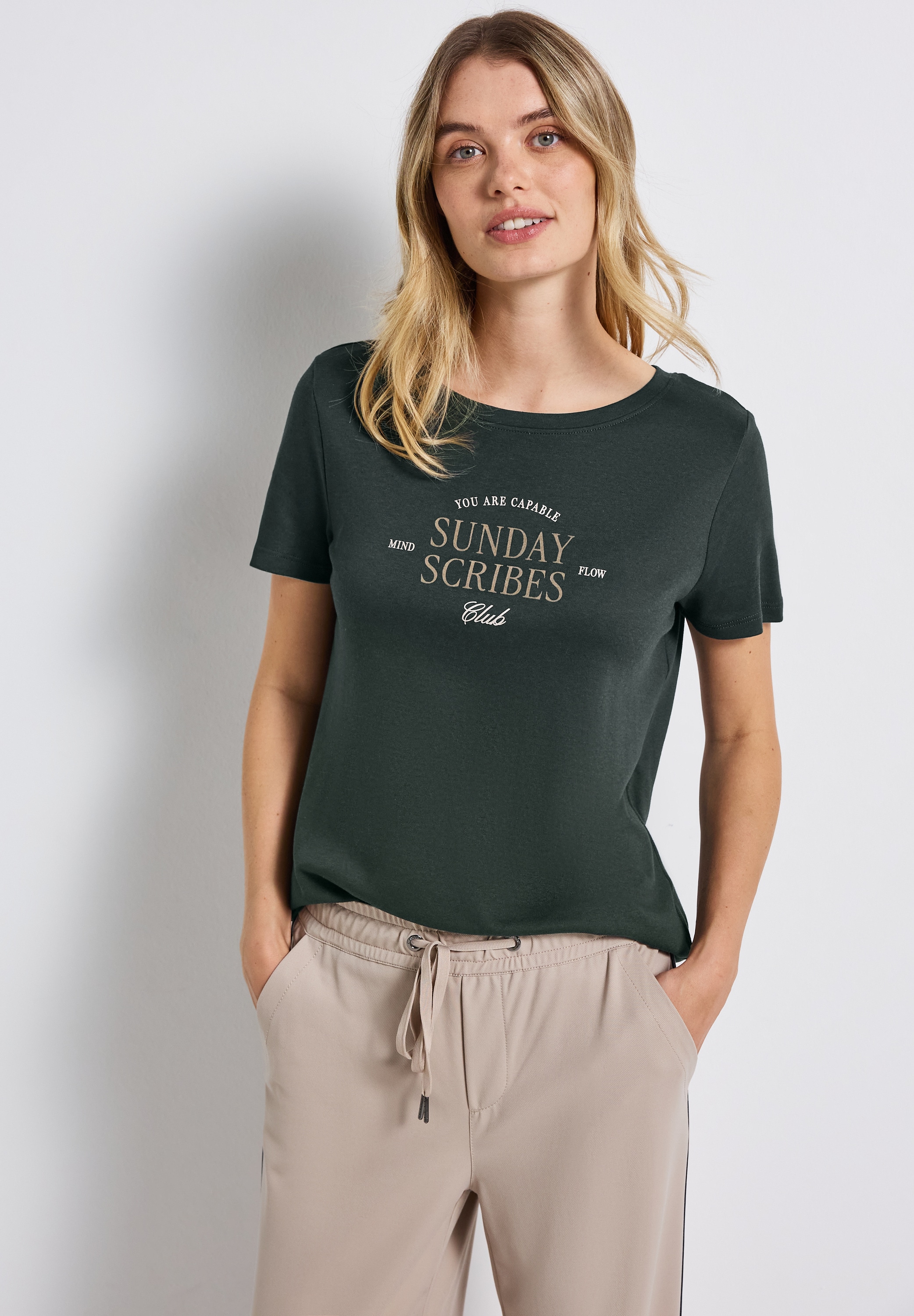 STREET ONE T-Shirt Sommershirt mit Wording-Artwork