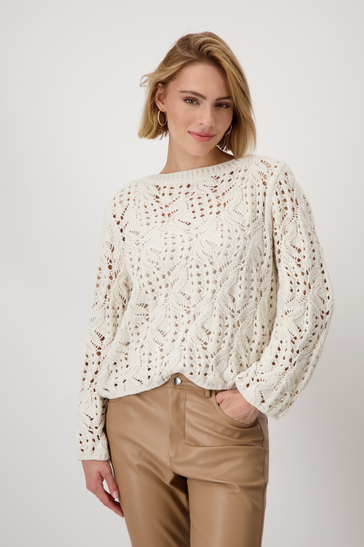 Monari Strickpullover aus Ajourstrick