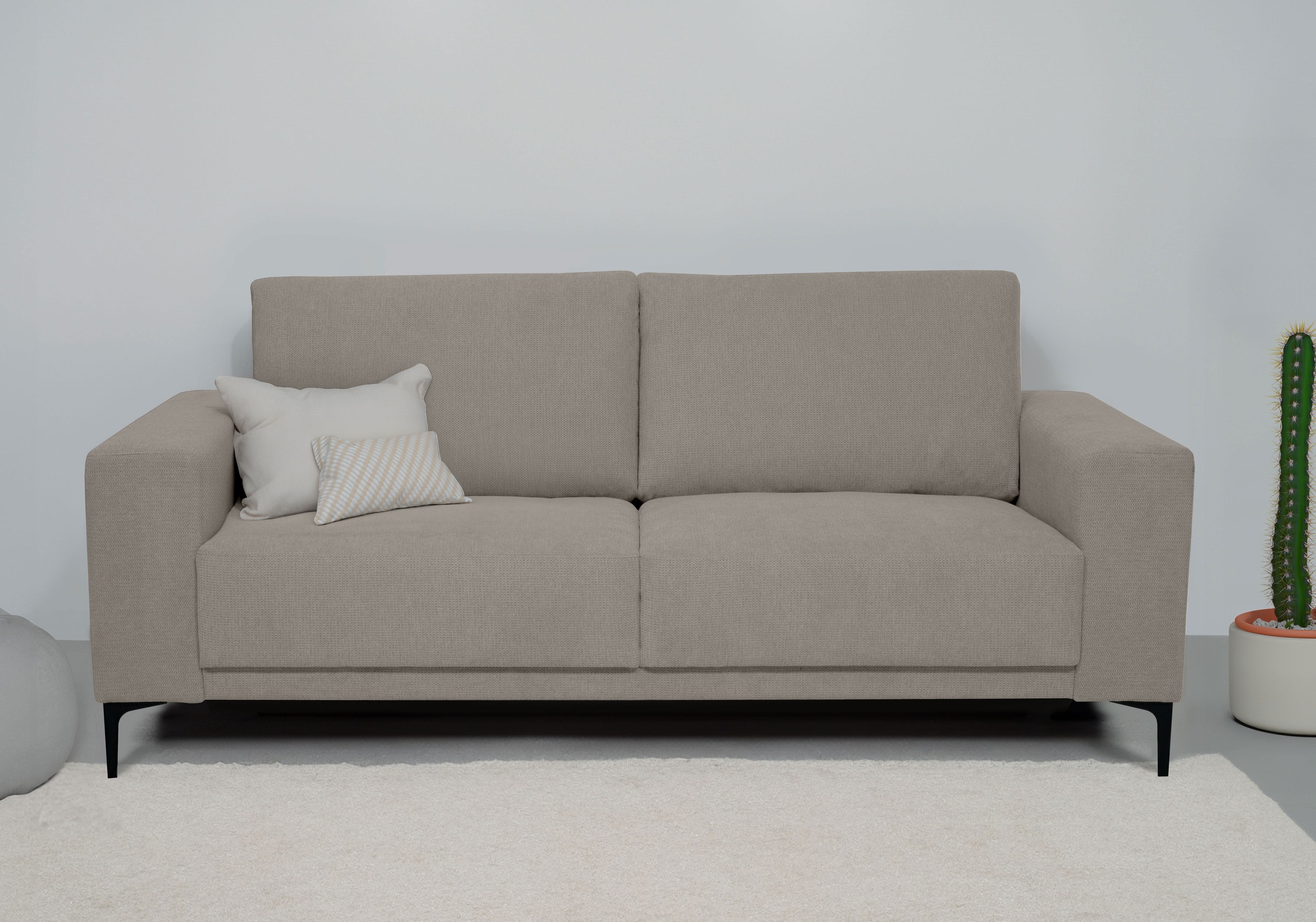 Places of Style 2-Sitzer »Xander«, Breite 164 cm, Webstoff, Soft-Touch Chenille, schwarze Metallfüssen