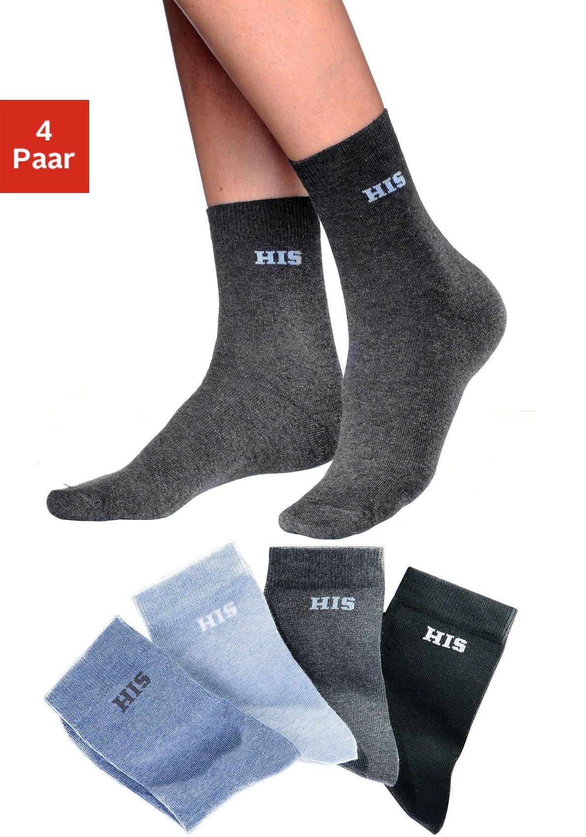 Basicsocken, (Packung, 4 Paar), mit eingestricktem Markenlogo