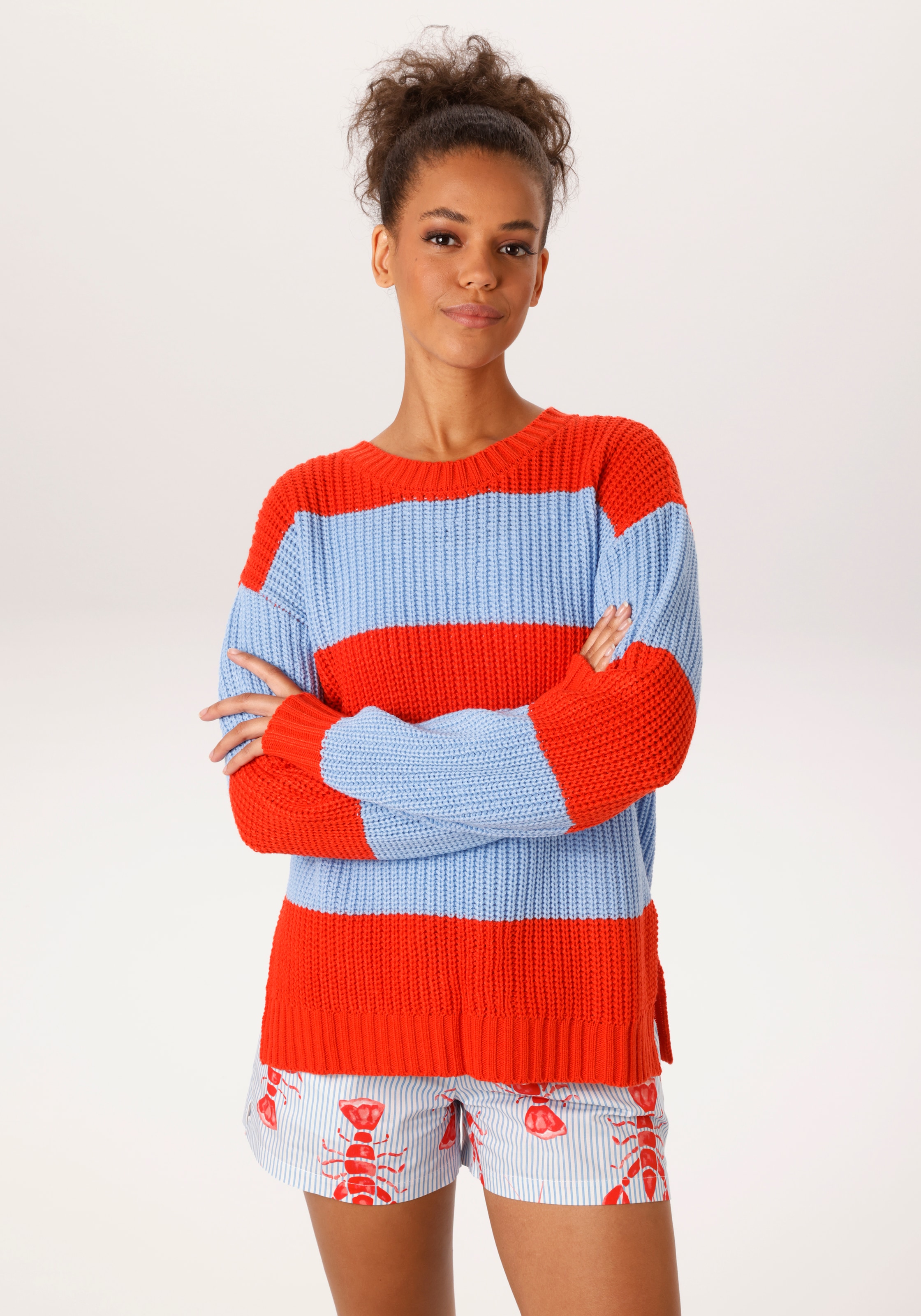 Aniston CASUAL Strickpullover im Colorblocking mit breiten Streifen - NEUE KOLLEKTION