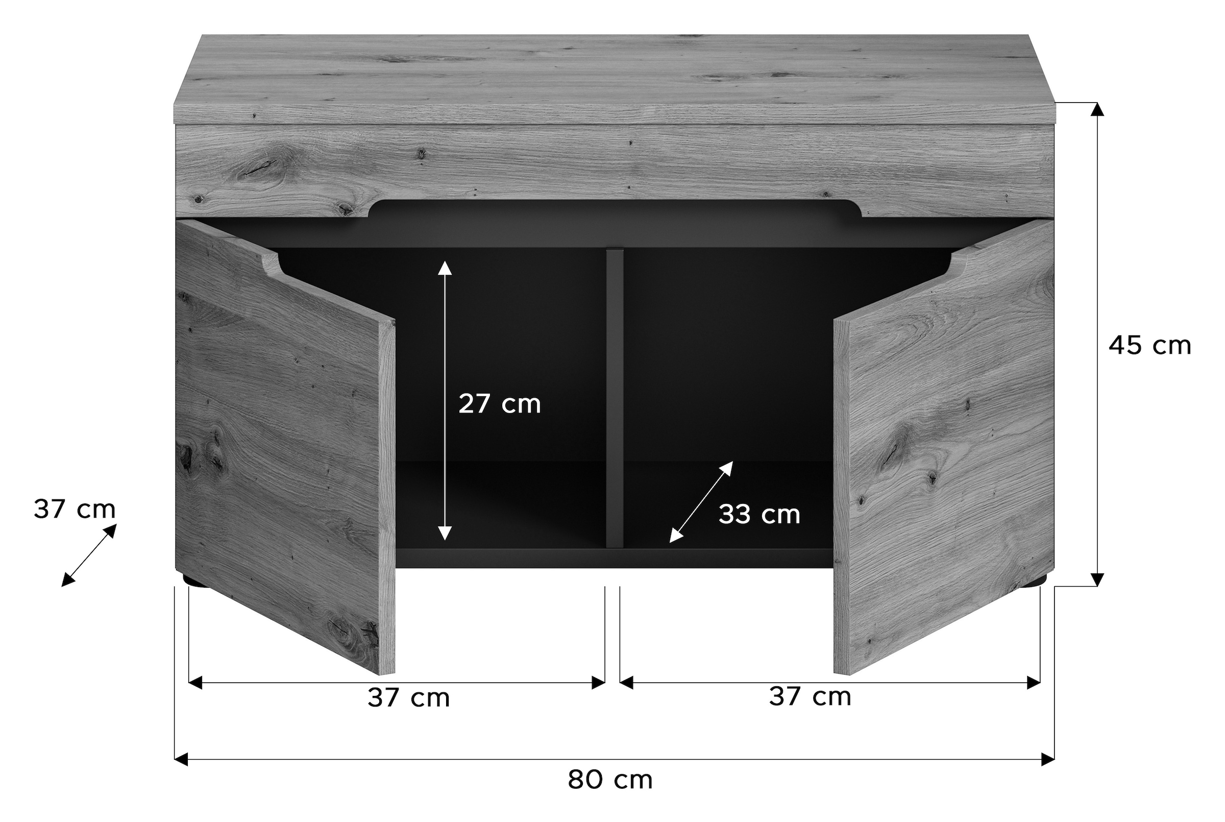 INOSIGN Sitzbank »Rehat, Breite 80cm, in Basalt grau/Artisan Eiche, 2 Türen«, Garderobenbank, Flurbank, Dielenbank, Bank mit Stauraum, Bank