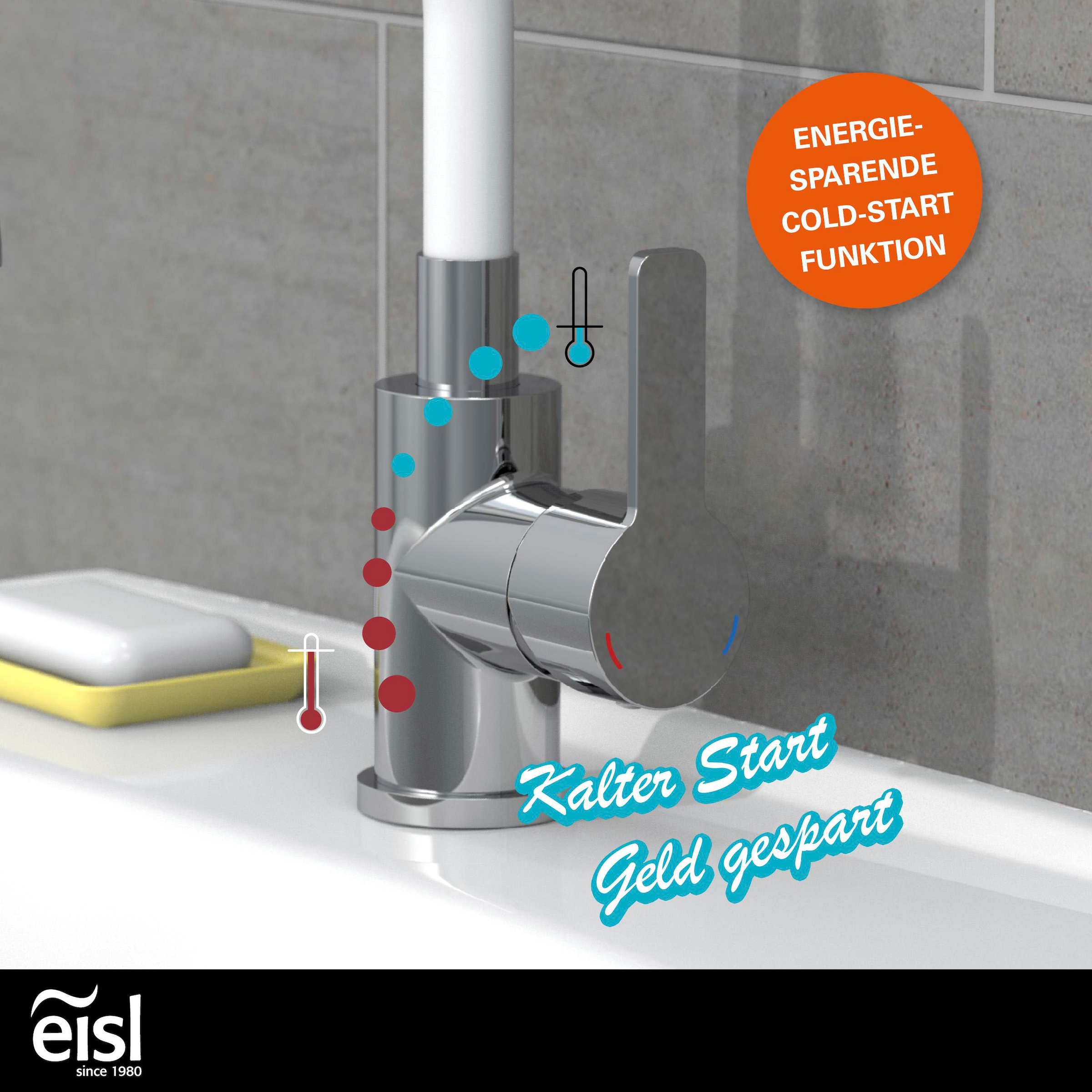 Eisl Waschtischarmatur »Flexo«, energiesparender Wasserhahn, Mischbatterie Waschbecken, in Weiss/Chrom