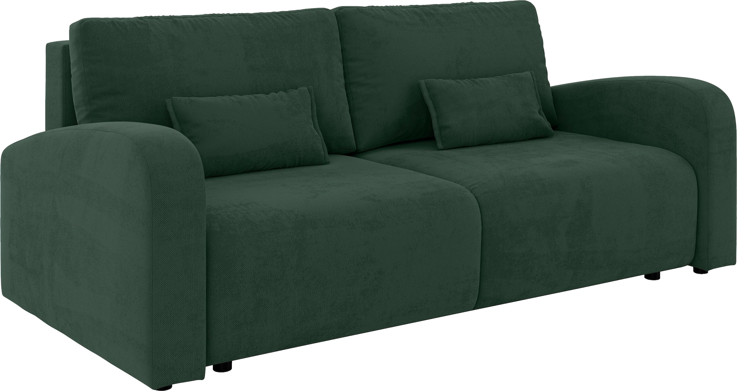 INOSIGN 3-Sitzer »JIGGS wahlweise Schlafsofa mit Bettkasten, Masse B/H/T: 228/96/110 cm«, Sofa mit Wellenunterfederung, enthält 2 Rückenkissen und 2 Zierkissen