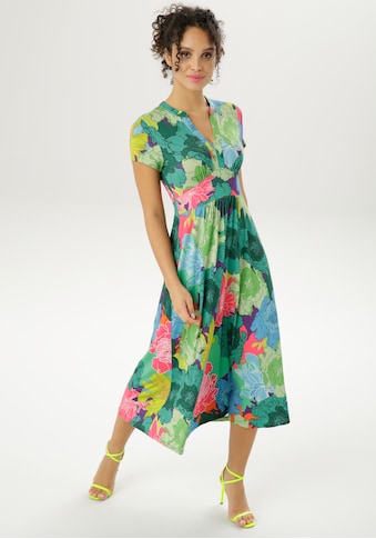 Aniston CASUAL Sommerkleid, mit grossflächigem, graphischem Blumendruck - NEUE KOLLEKTION kaufen