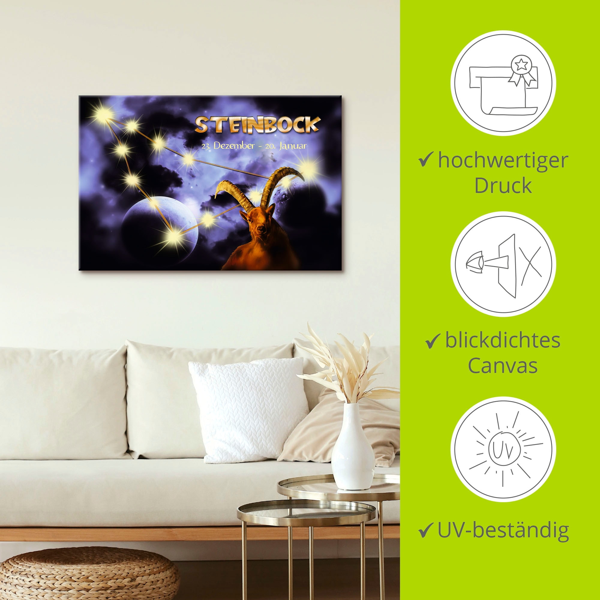 Artland Wandbild »Sternzeichen - Steinbock«, Bilder von Sternzeichen, (1 St.), als Leinwandbild, Poster in verschied. Grössen