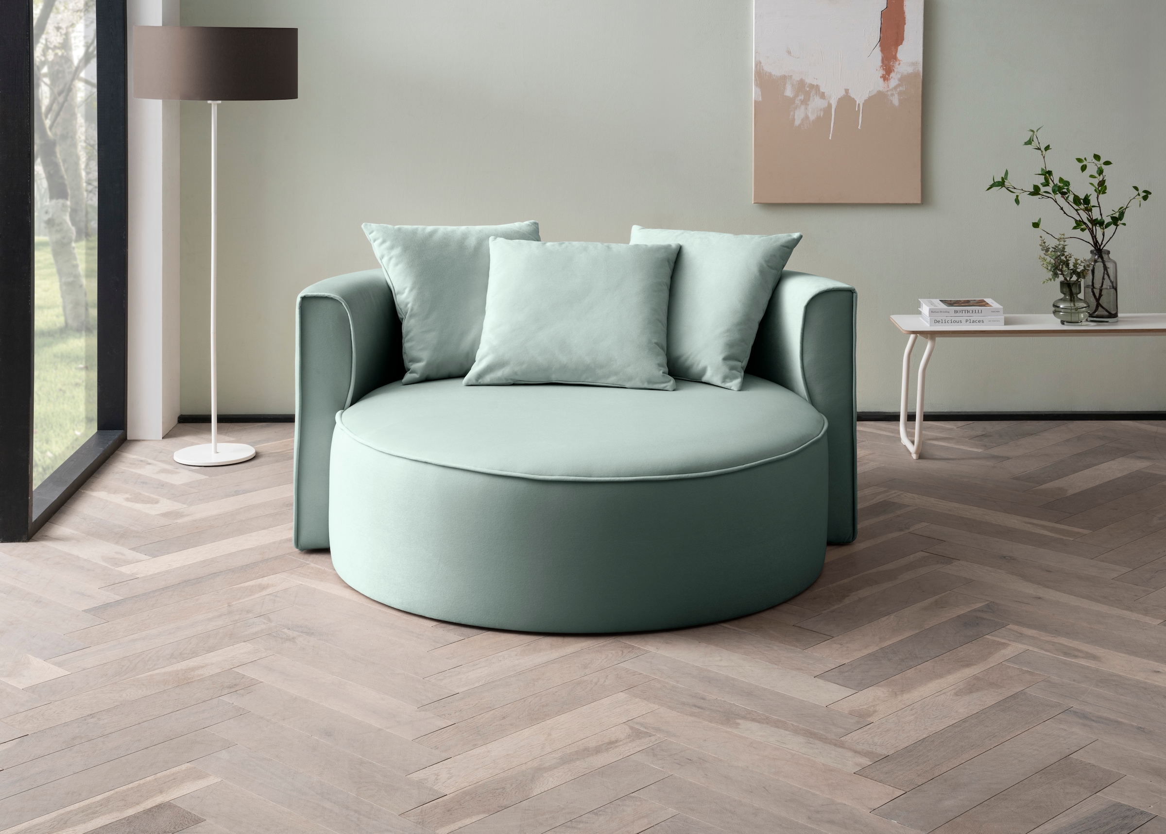 LeGer Home by Lena Gercke XXL-Sessel »Isalie, Lesesessel, Loveseat, inklusive Zierkissen«, extra grosse Sitzfläche, optional mit Hocker, Cord, Samt, Bouclé