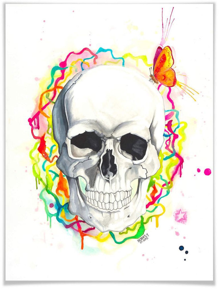 Bild, online Poster Poster, St.), (1 Wall-Art Schriftzug, | Wandbild, shoppen Jelmoli-Versand Wandposter »Skull«,