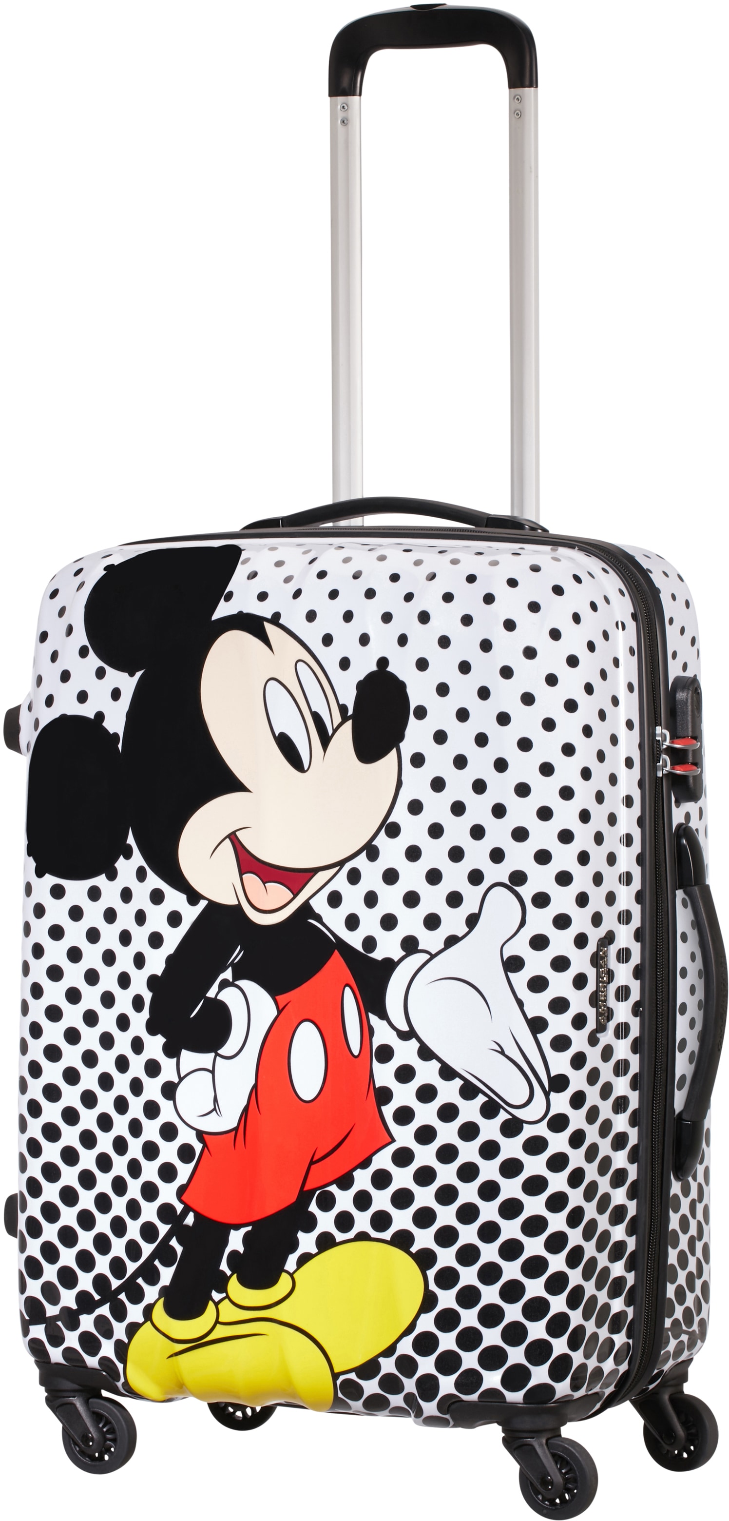 American Tourister® Hartschalen-Trolley »Disney Legends, Mickey Mouse Polka Dot, 65 cm«, 4 Rollen, Kinderreisekoffer Reisekoffer Aufgabegepäck TSA-Zahlenschloss