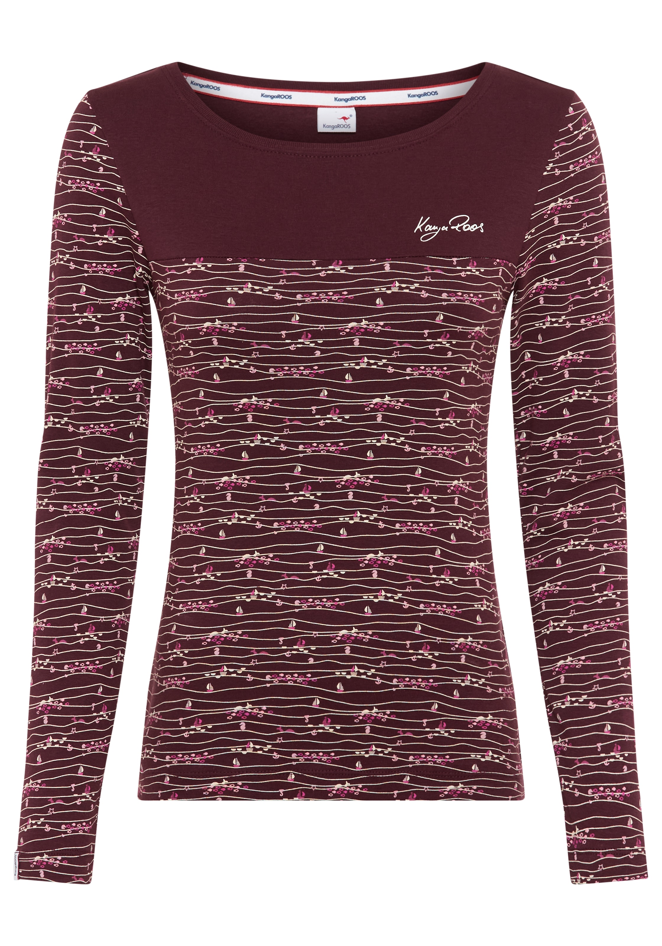 KangaROOS Langarmshirt, Langarm, sehr figurbetont, aus Baumwolle