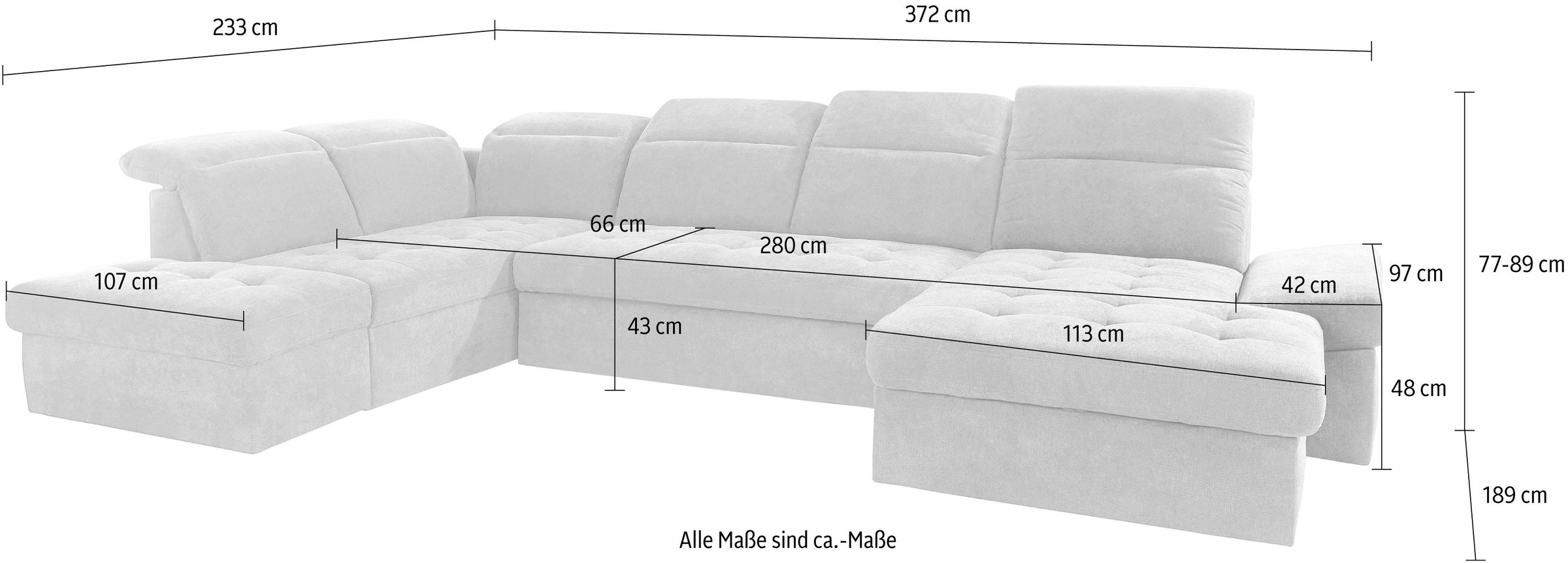 sit&more Wohnlandschaft »Stardust U-Form«, inklusive Kopfteilverstellung und Armlehnenfunktion
