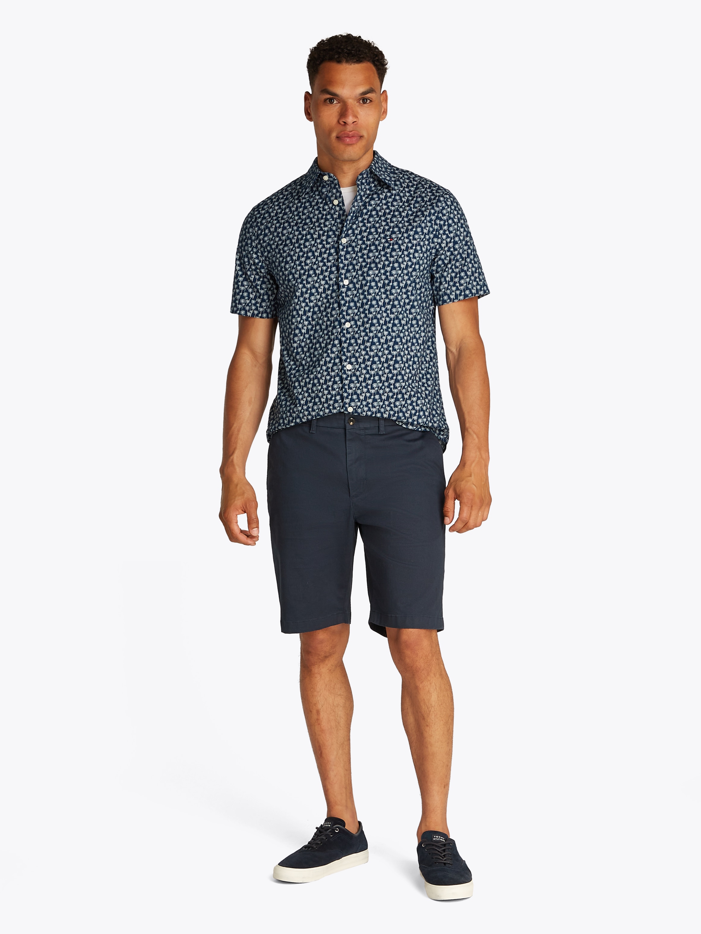 Tommy Hilfiger Kurzarmhemd »FLEX POPLIN PALM SS SF SHIRT«
