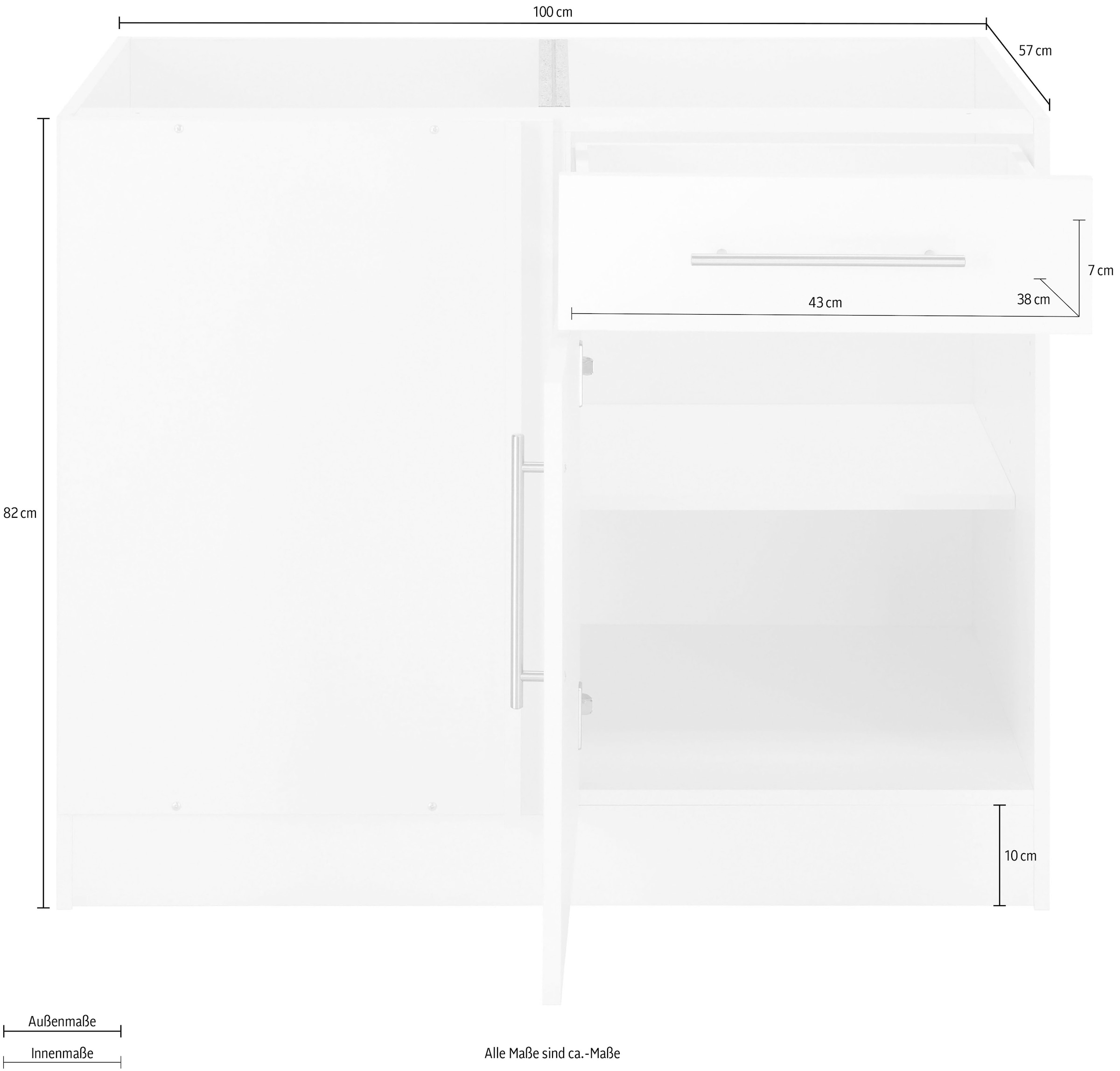 Jelmoli-Versand breit, »Cali«, Küchen | cm, Eckunterschrank online Arbeitsplatte Planungsmass wiho ohne 110 cm shoppen 100
