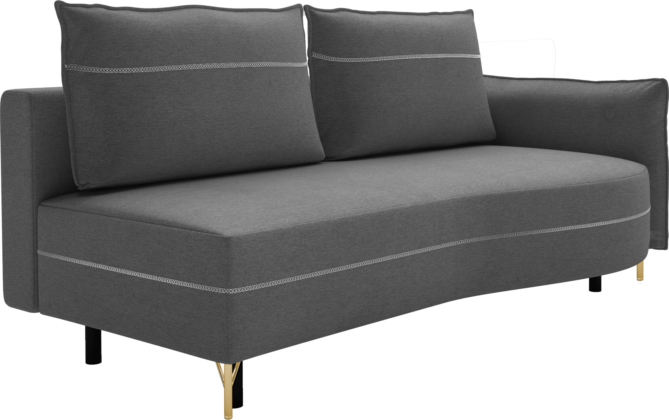 exxpo - sofa fashion Loungesofa »Ortis mit toller Kontrastnaht, Solitärmöbel, bequem, schmale Armlehne«, Schlafsofa mit Bettfunktion und Bettkasten, komfortabler Federkern