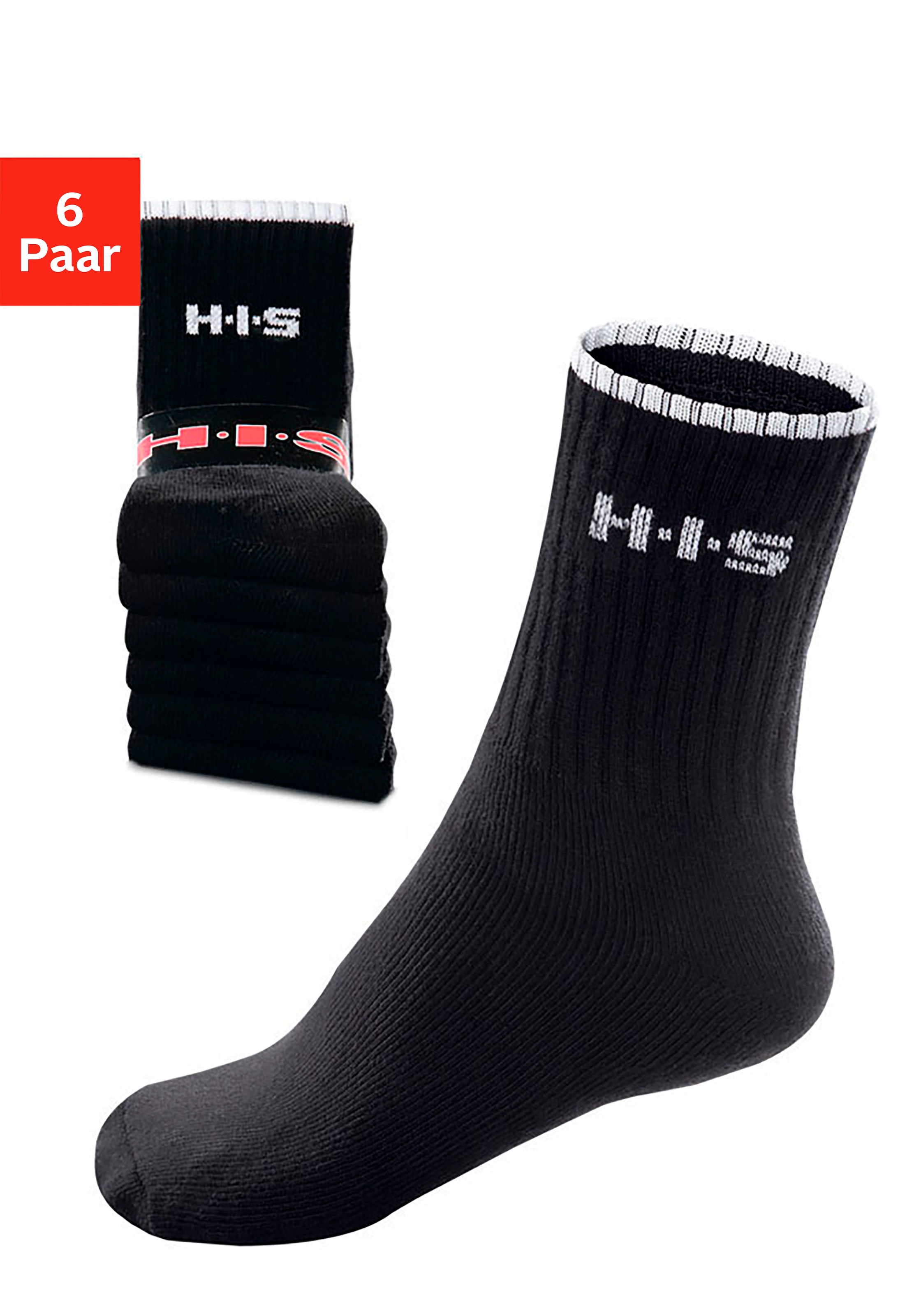 H.I.S Sportsocken, (Packung, 6 Paar), mit Frottee & verstärkten Belastungszonen