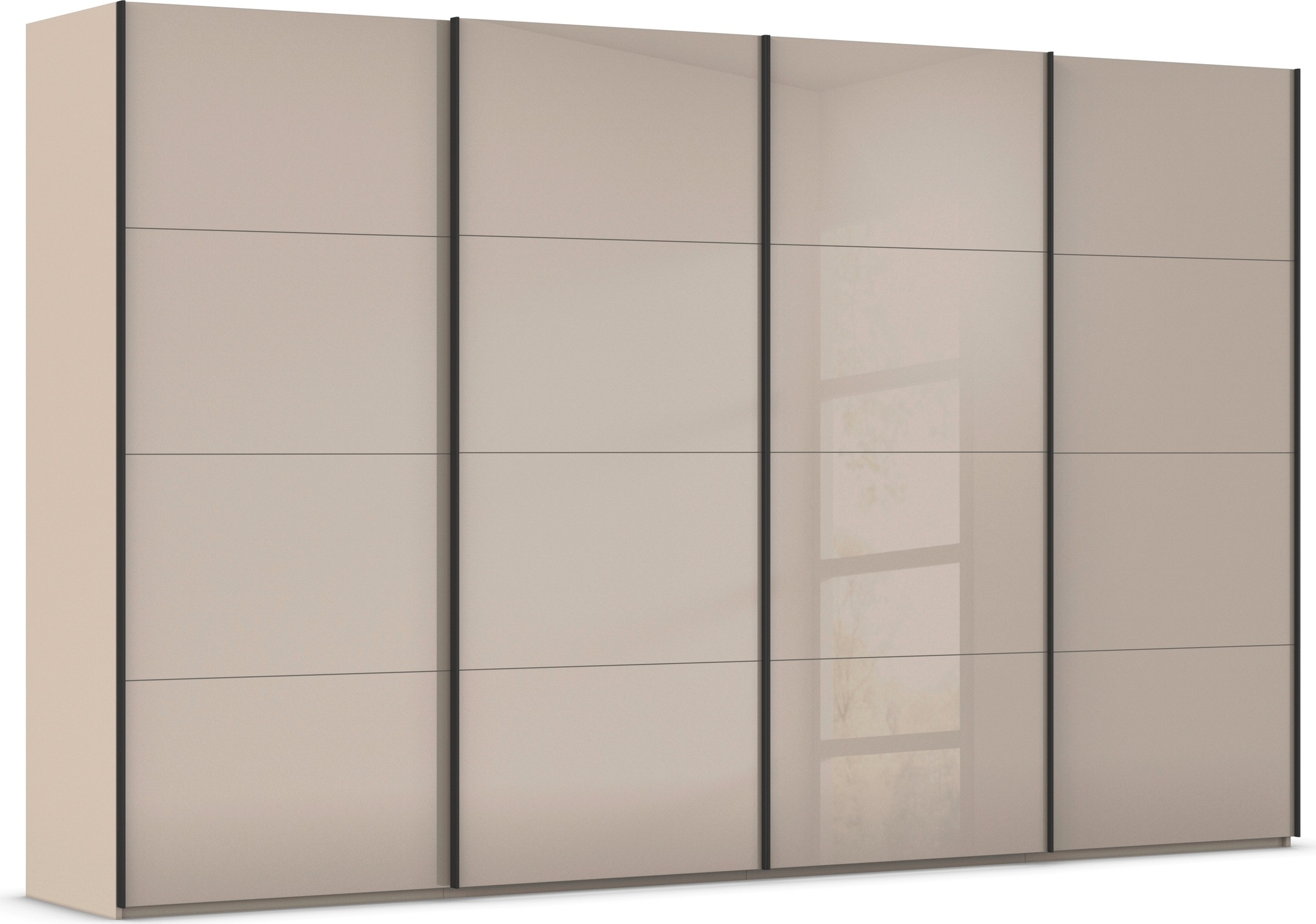 rauch Schwebetürenschrank "Kleiderschrank Schrank Garderobe Schlafzimmerschrank SCALE-FYRA" edle viergeteilte Türen mit Glas-Front viele Farben MADE IN GERMANY