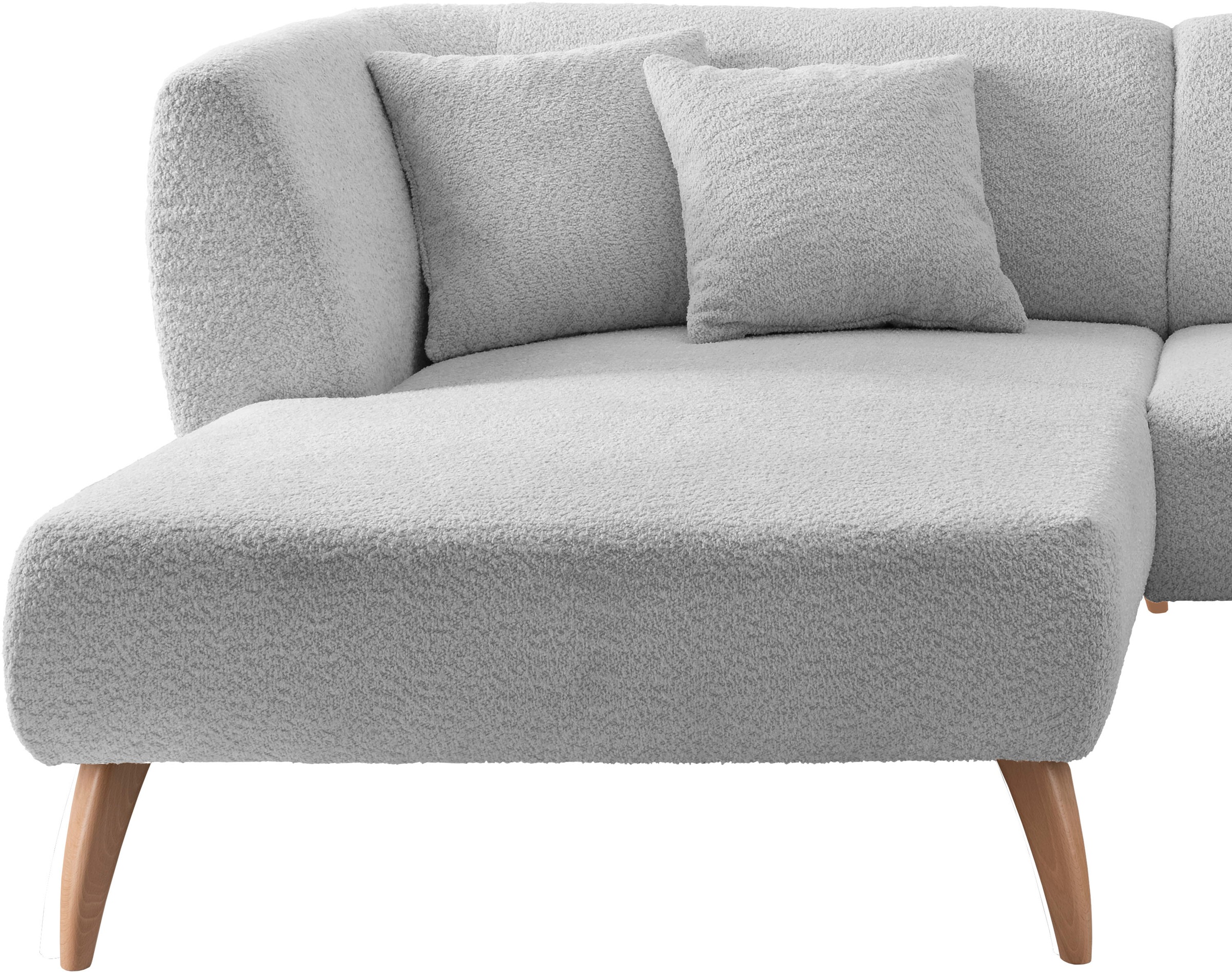 INOSIGN Ecksofa »Colori L-Form«, Holzfussfarbe wählbar, inkl. 4x Zierkissen
