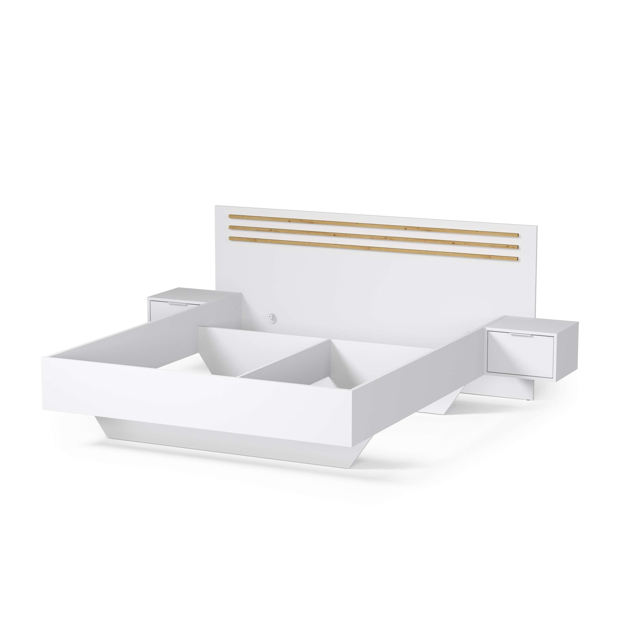 Home affaire Bett »Bettgestell Calera mit zwei Nachttischen (Schlaffläche 180x200 cm)«, (Set, Bett mit 2 Nakos und 2 Schubladen), Bettgestell, mit Schubladen, BxTxH 265x204x96 cm