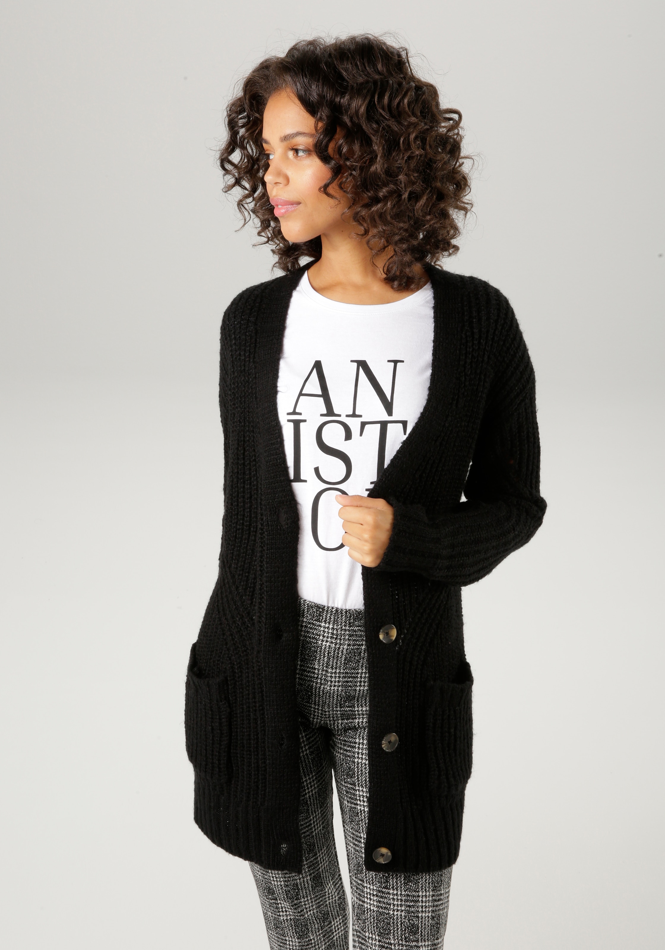 Aniston CASUAL Strickjacke, mit kunstvollem Strickmuster