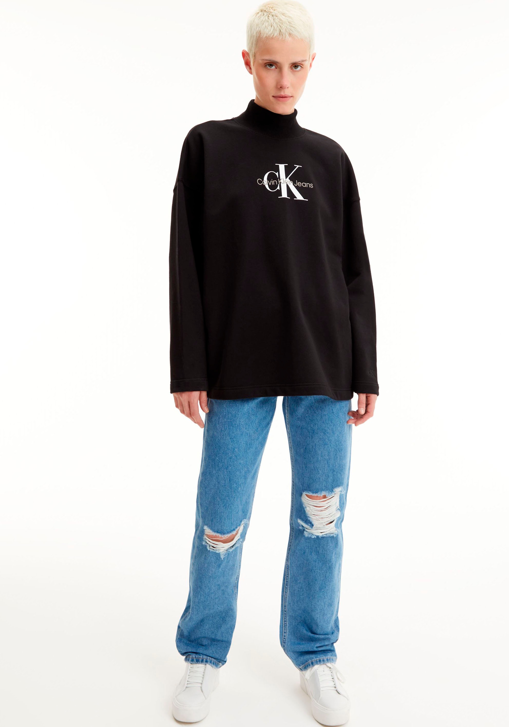 Jeans NECK«, MOCK Calvin »ARCHIVAL Sweatshirt Stehkragen mit MONOLOGO hohem Klein | online shoppen Jelmoli-Versand