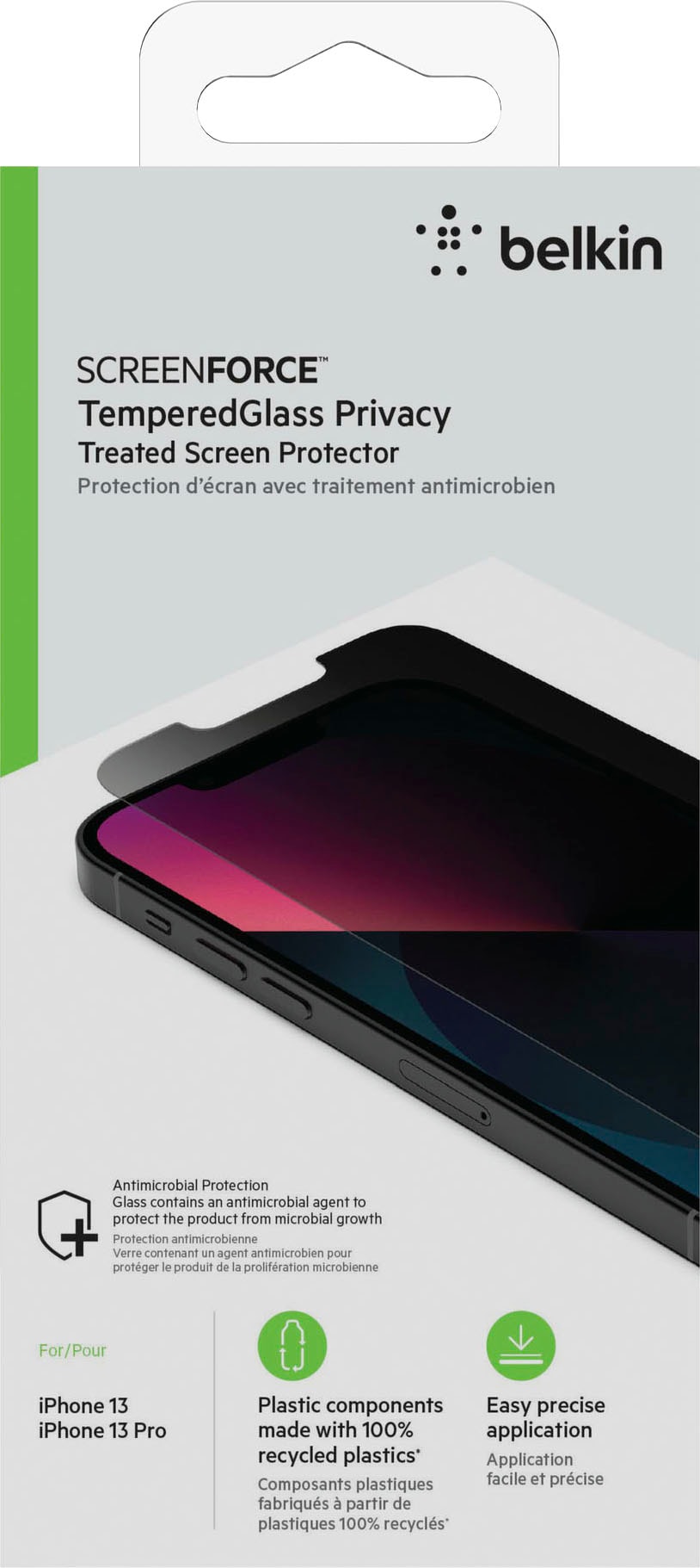 Belkin Displayschutzglas »SCREENFORCE TemperedGlass priv. Schutz - iPhone 13/13 Pr«